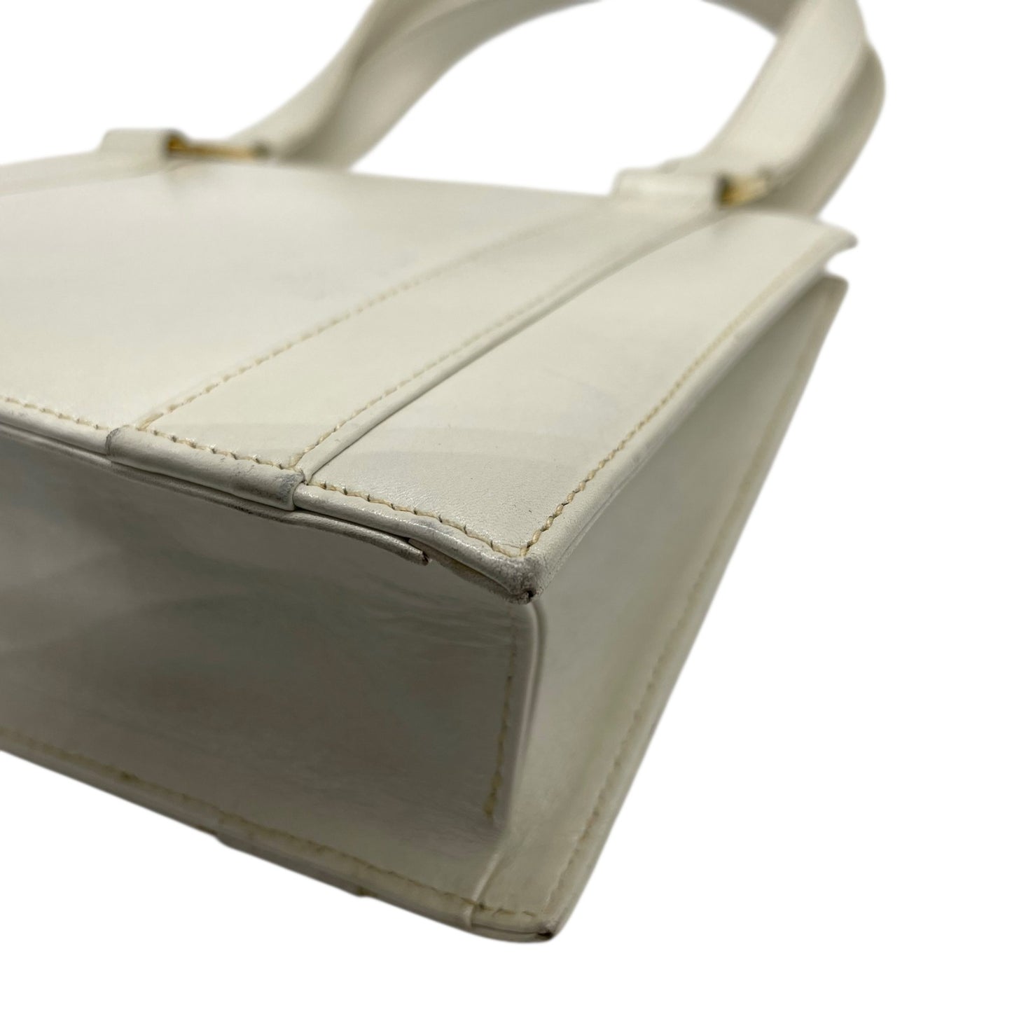 Salvatore Ferragamo サルヴァトーレフェラガモ ヴィンテージ ハンドバッグ レザー ホワイト ゴールド金具 K7