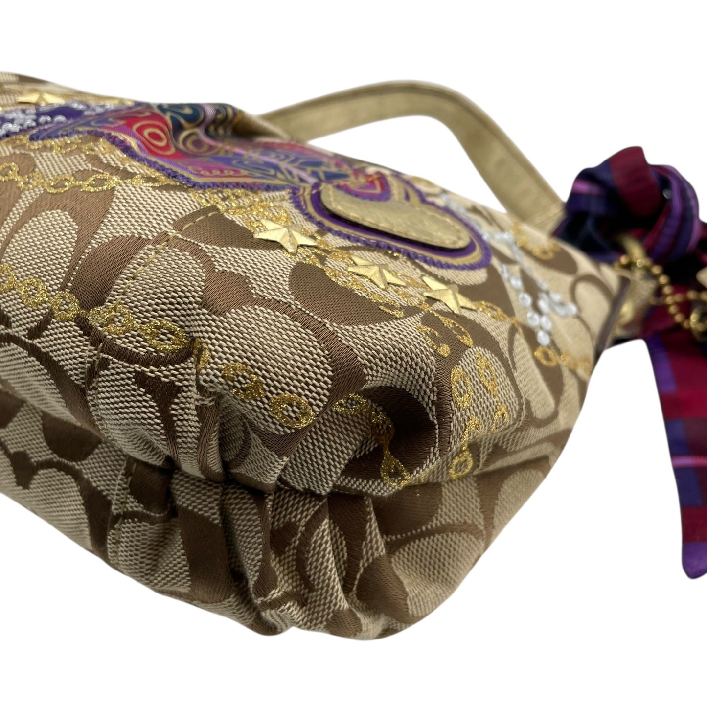 COACH コーチ 15880 ポピー Y2K 00s vintage 2way シグネチャー ハンドバッグ ショルダーバッグ スカーフチャーム 総柄 キャンバス s91