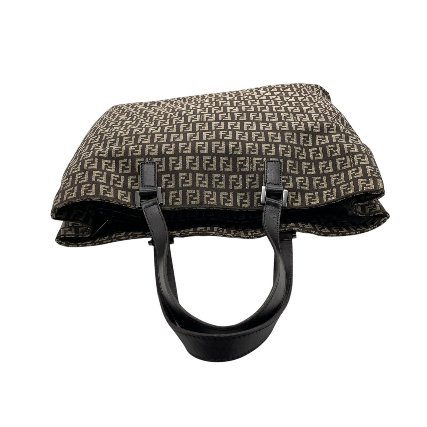 美品 フェンディ Fendi ズッキーノ トートバッグ ショルダーバッグ 大容量 FFロゴ キャンバス ブラウン レザーハンドル ビンテージ 通勤 通学 2000s