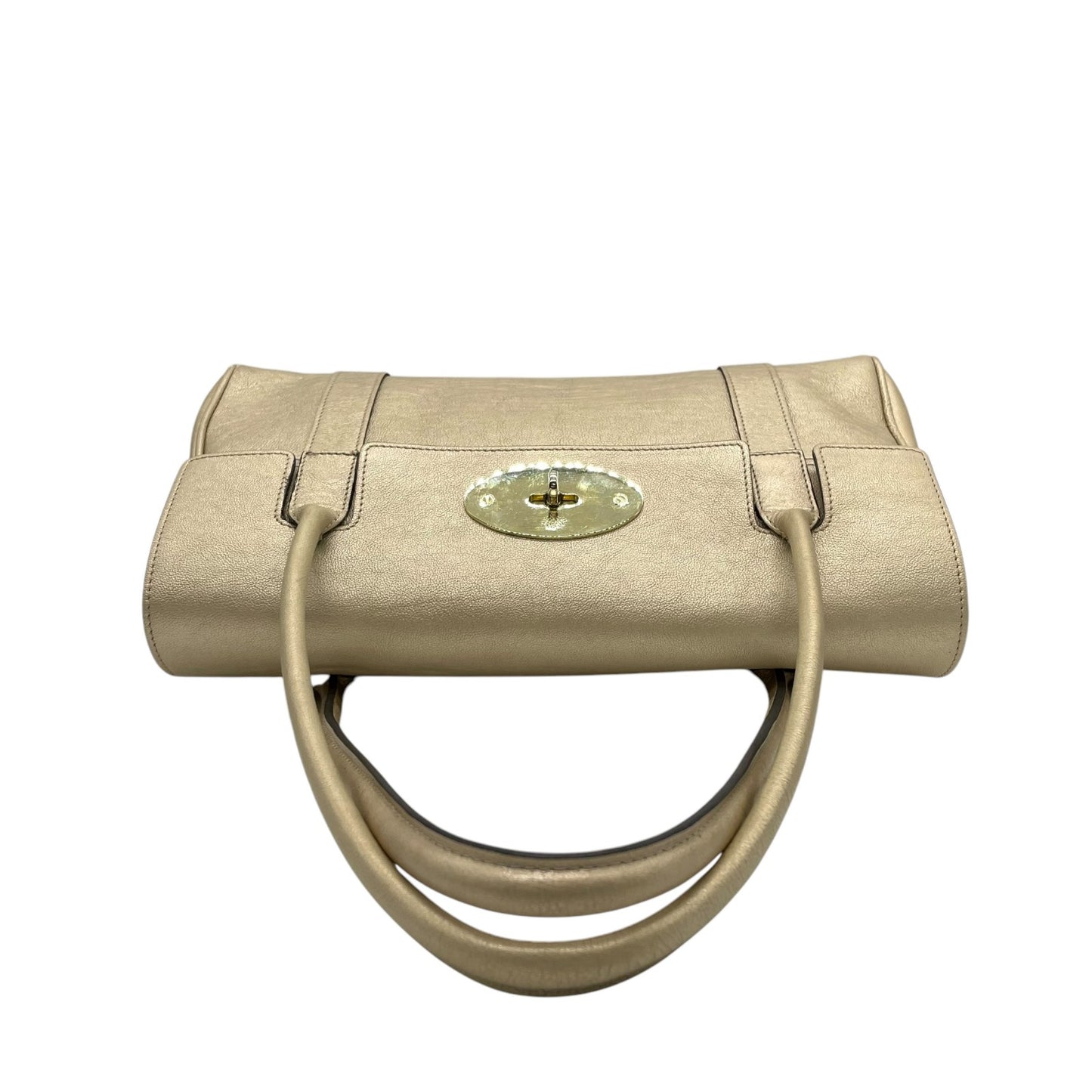 美品 マルベリー mulberry ベイズウォーター ハンドバッグ レザー 本革 ゴールドカラー ベージュ ゴールド金具 レディース フラップ ターンロック クラシック 通勤 通学 K12