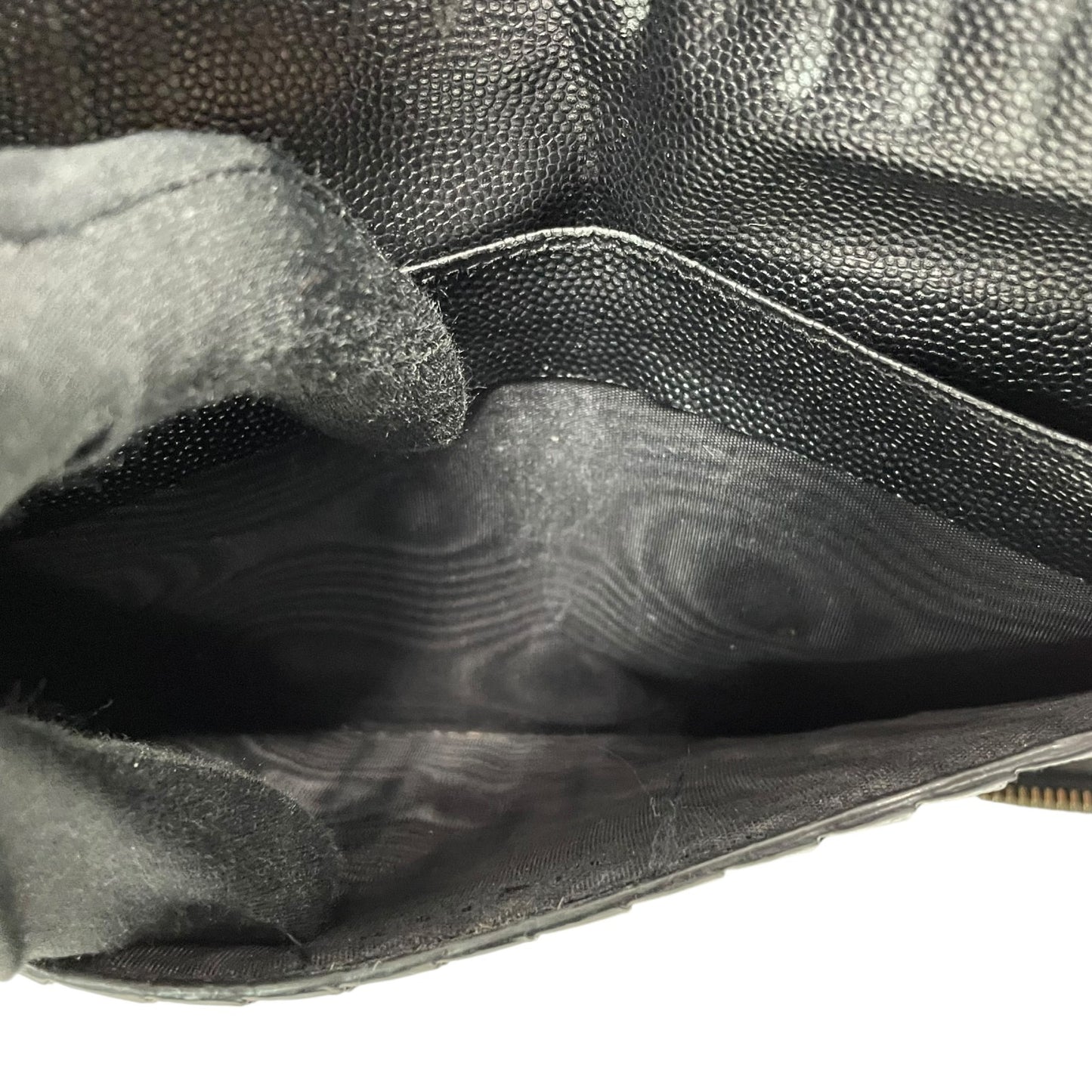 Authentic SAINT LAURENT YSL Leather Round Zipper Wallet Black Gold Hardware Unisex