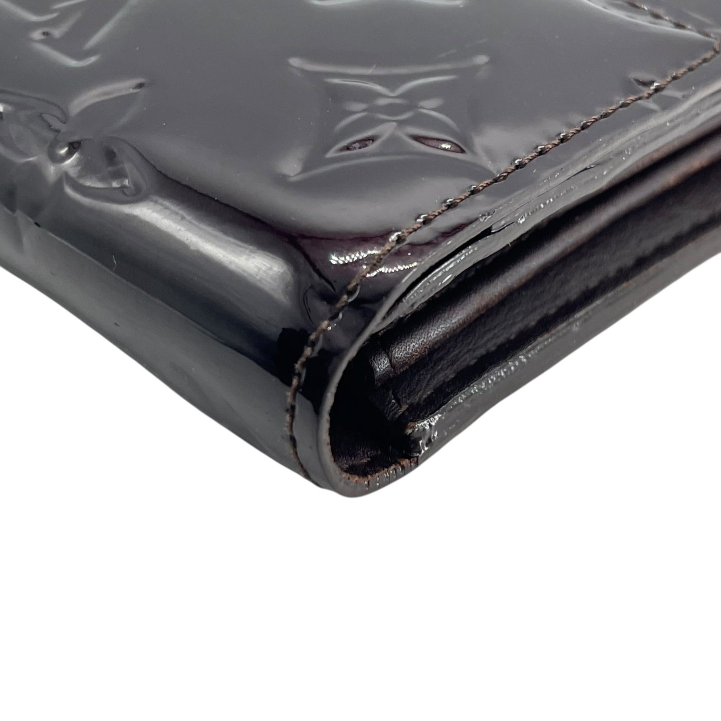 Authentic Louis Vuitton Porte-Feuille Sarah Monogram Vernis M93524 Long Wallet Amarante Patent Leather Gold Hardware Women's