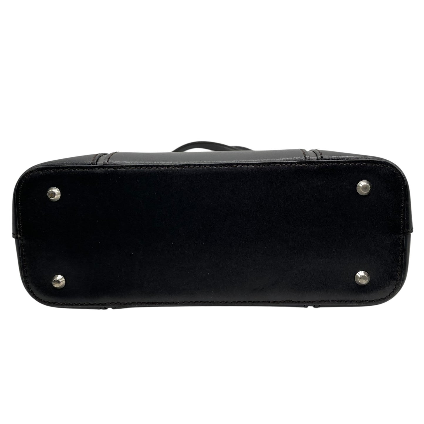 Authentic BURBERRY Handbag Leather Black Silver Hardware Logo Nova Check Women's