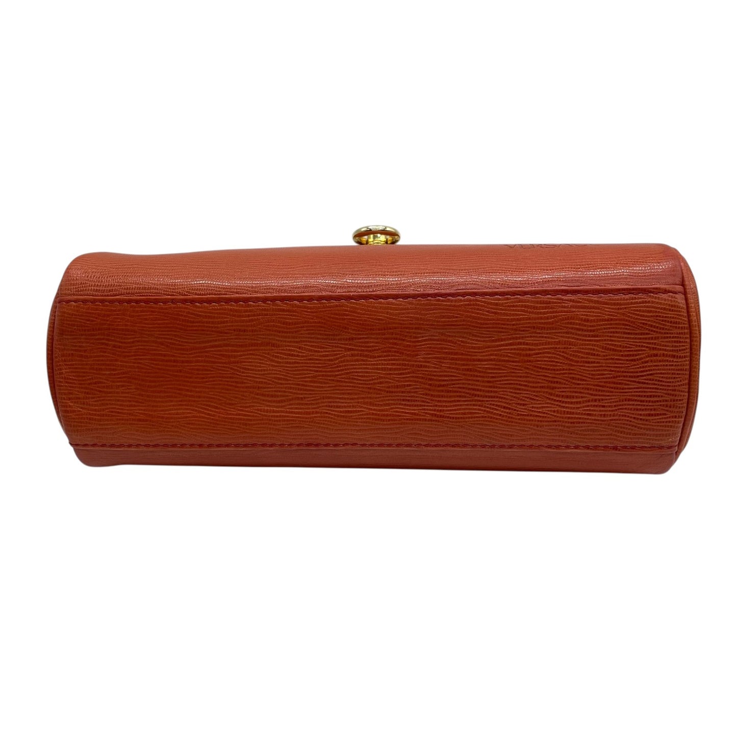 Excellent Authentic Gianni Versace 2WAY Handbag Shoulder Bag Leather Brown Orange Gold Hardware Crossbody Ladies