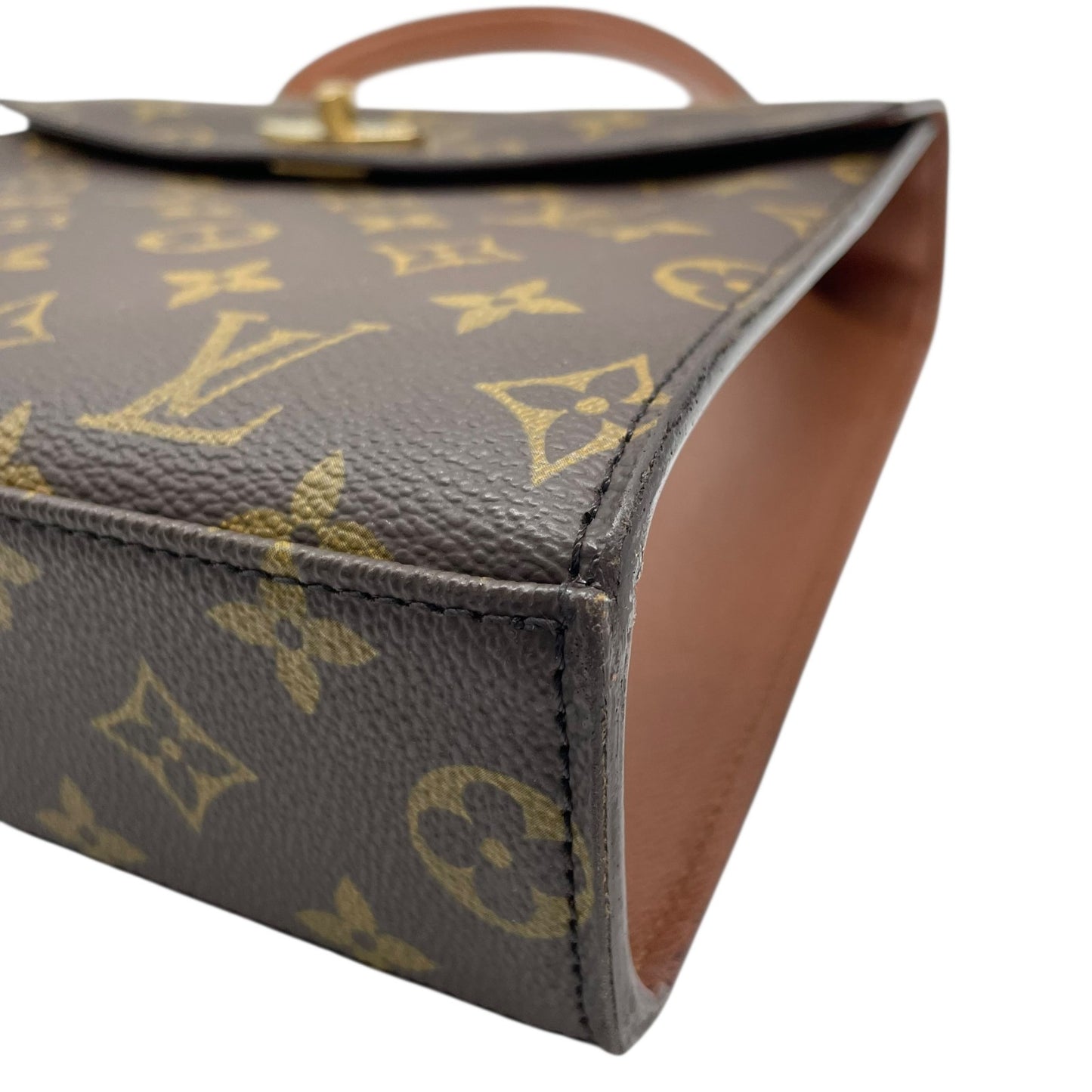 Authentic LOUIS VUITTON Monogram Marzelive Handbag M51379 Brown PVC Leather Gold Hardware Top Handle Flap Closure Women's