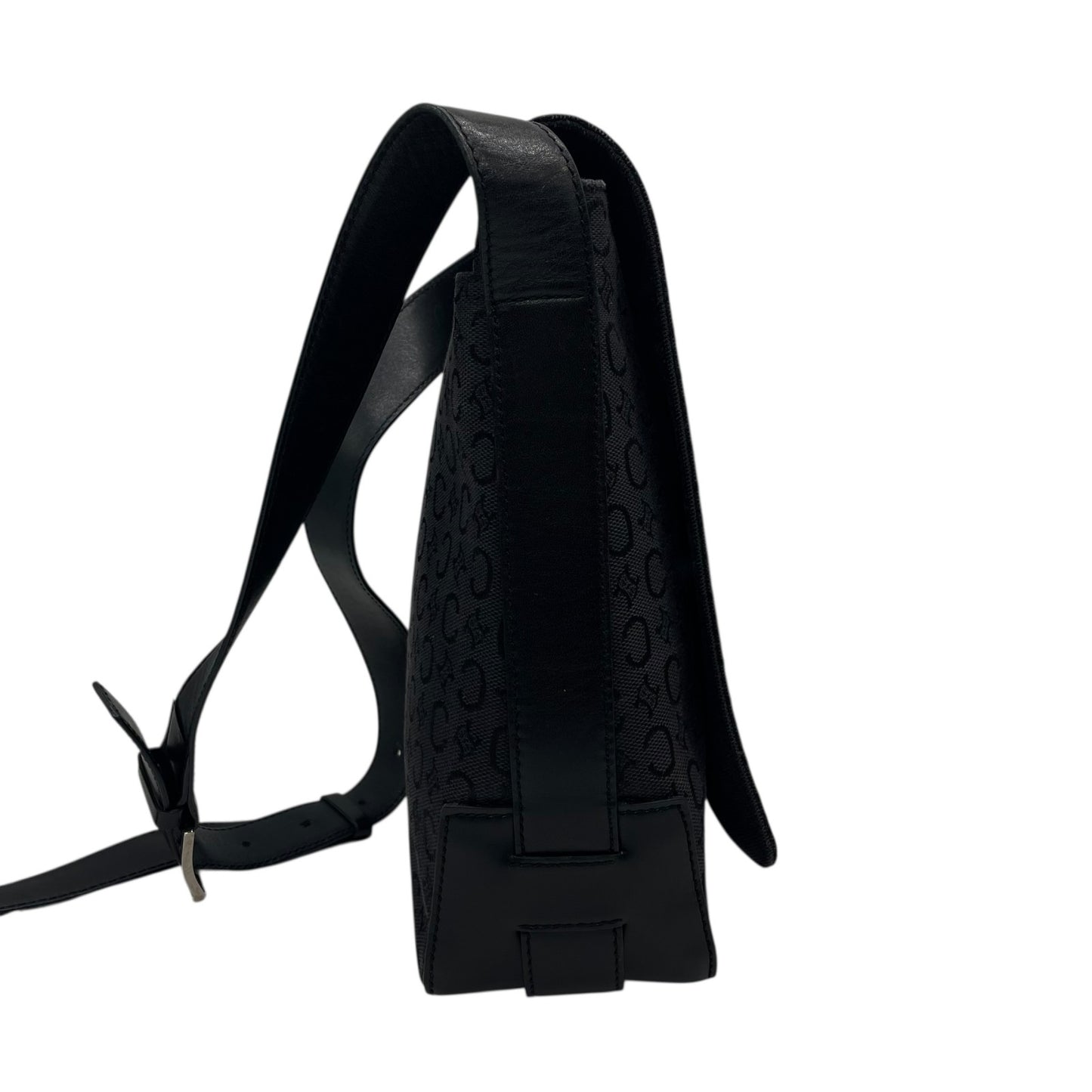 美品 CELINE セリーヌ Cマカダム ショルダーバッグ キャンバス レザー 黒 ブラック シルバー金具 メッセンジャーバッグ オールドセリーヌ メンズ レディース K11