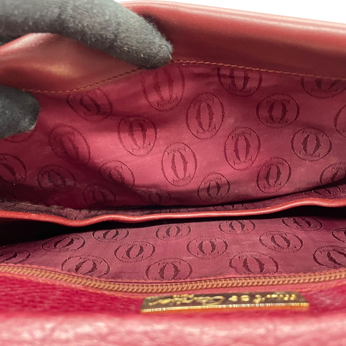 Cartier カルティエ マストライン ショルダーバッグ 赤 ボルドー ワインレッド レザー 本革 ゴールド金具 斜め掛け可 フラップ開閉 2Cモチーフ レディース C6