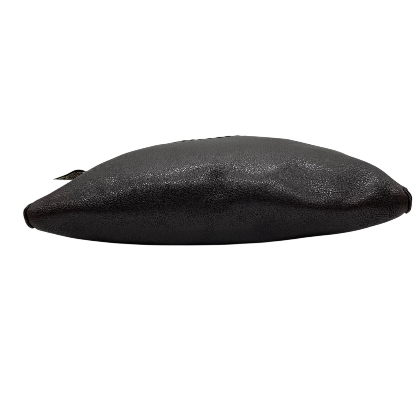 美品 FENDI フェンディ セレリア ショルダーバッグ ステッチ レザー 茶 ブラウン シルバー金具 斜め掛け可 ロゴストラップ ヴィンテージ レディース K3