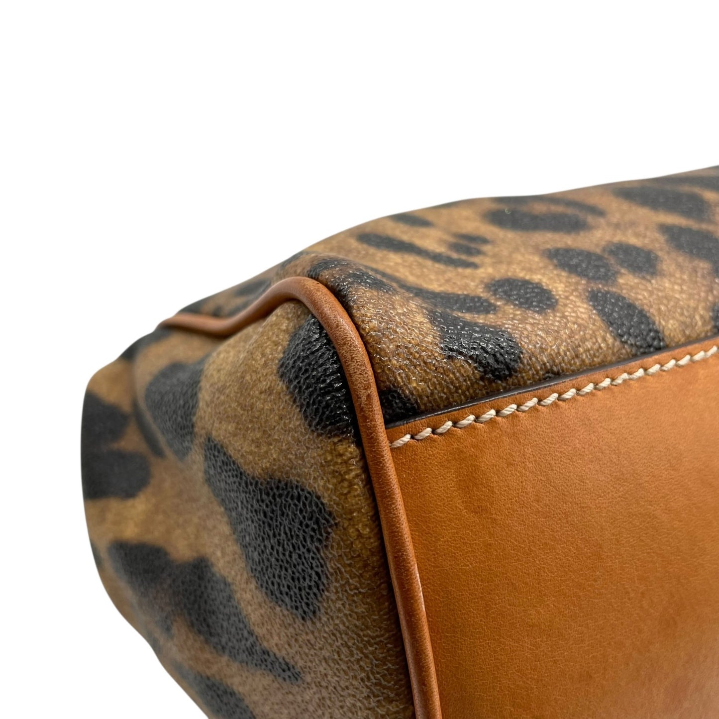 美品 DOLCE&GABBANA ドルチェ＆ガッパーナ シシリー 2WAY ハンドバッグ ショルダーバッグ ドルガバ レオパード ヒョウ柄 レザー PVC ブラウン 茶 ブラック 黒 レディース D&G ロゴプレート フラップ ゴールド金具 斜め掛け可 K4