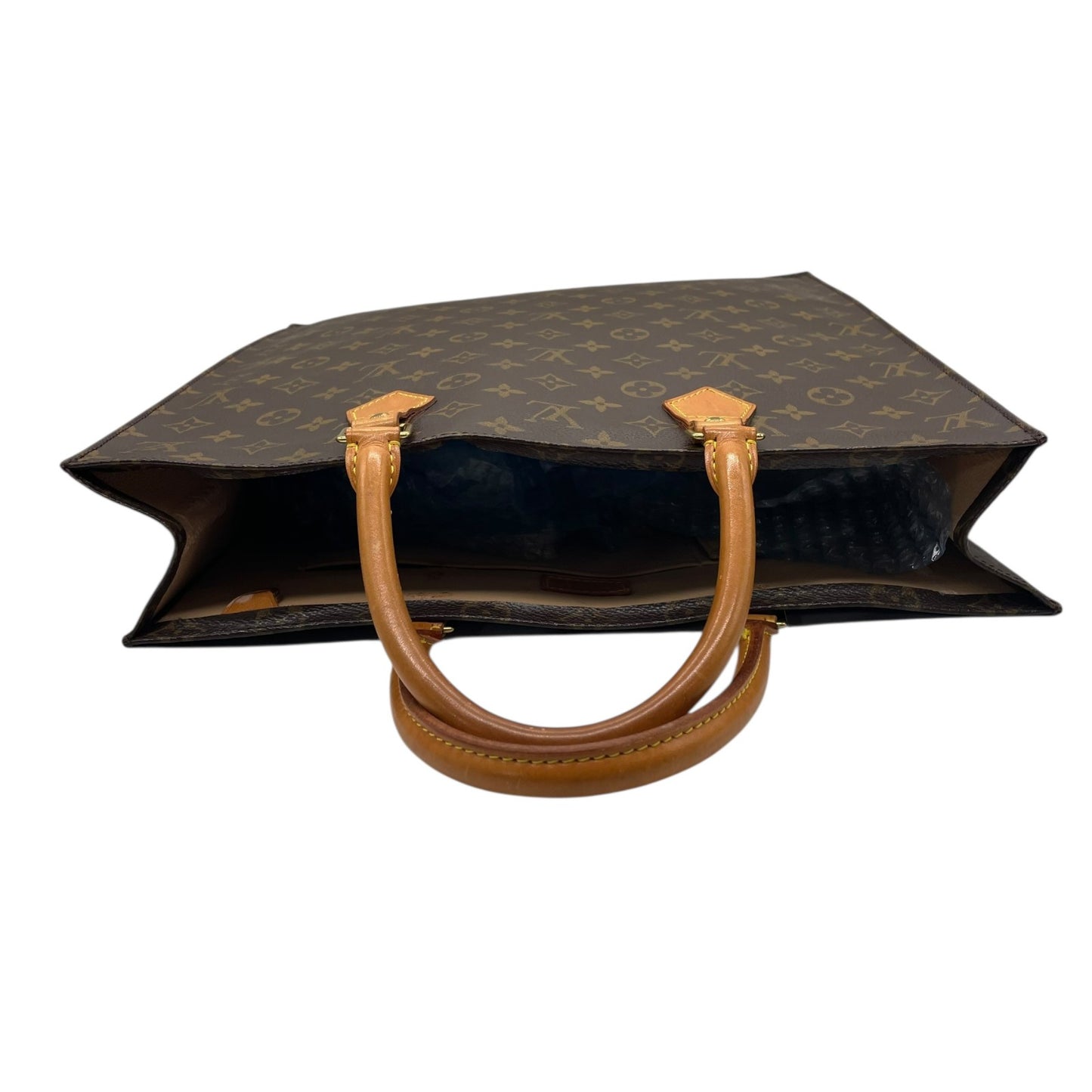 LOUIS VUITTON ルイヴィトン モノグラム サックプラ トートバッグ ハンドバッグ ショッピングバッグ M51140 茶 ブラウン ゴールド金具 PVC レザー 手提げ メンズ レディース E