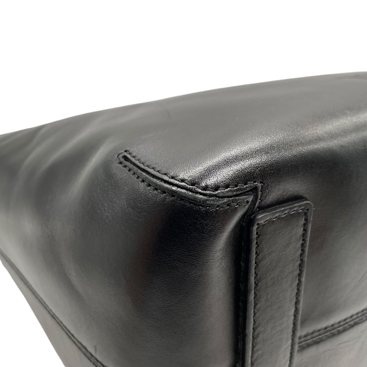 美品 HIROFU ヒロフ トートバッグ ハンドバッグ Hロゴ 黒 ブラック レザー シルバー金具 手提げ A4収納可 レディース H