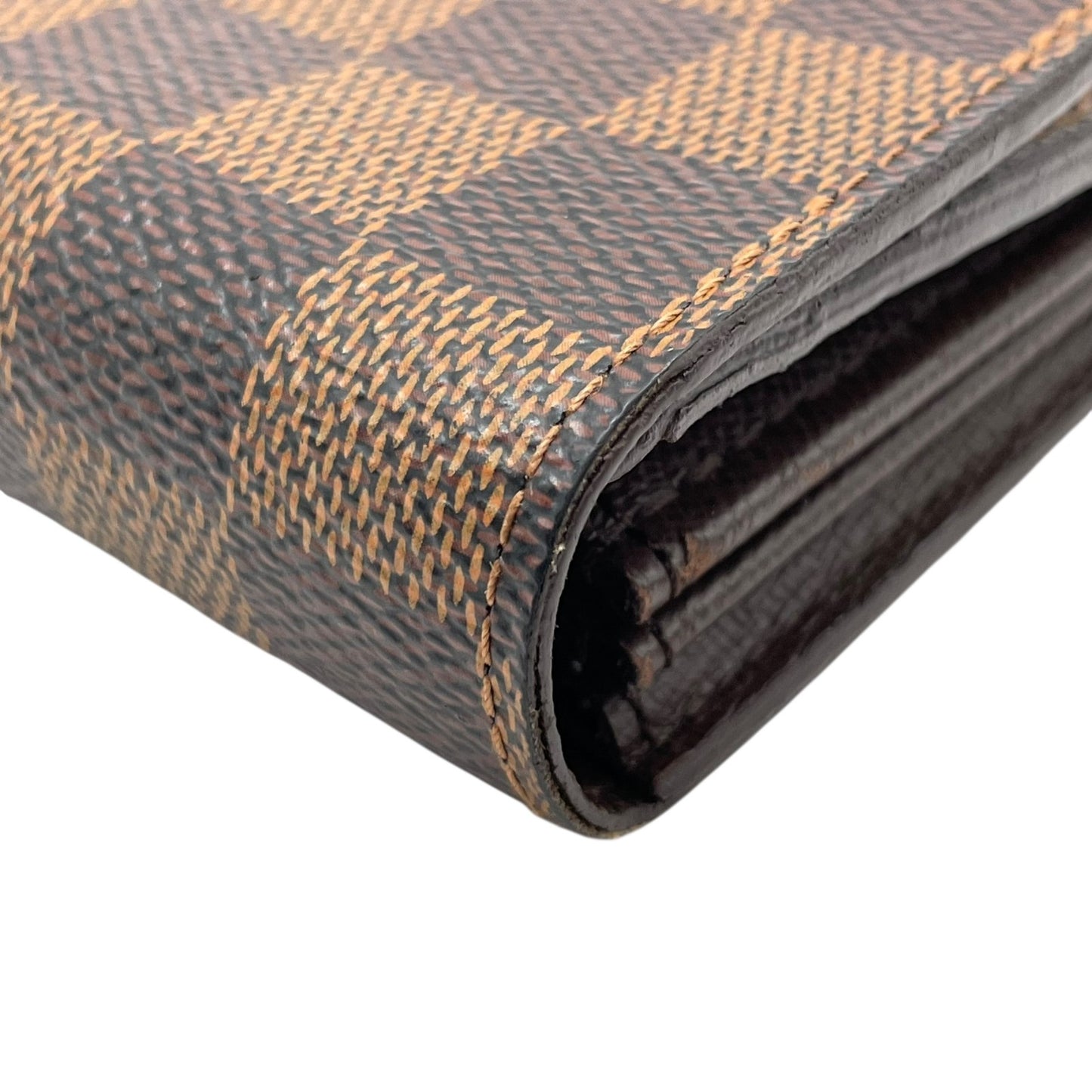 美品 LOUIS VUITTON ルイヴィトン 長財布 ダミエ ポルトフォイユサラ N61734 茶 ブラウン PVC レザー ゴールド金具 メンズ レディース H1