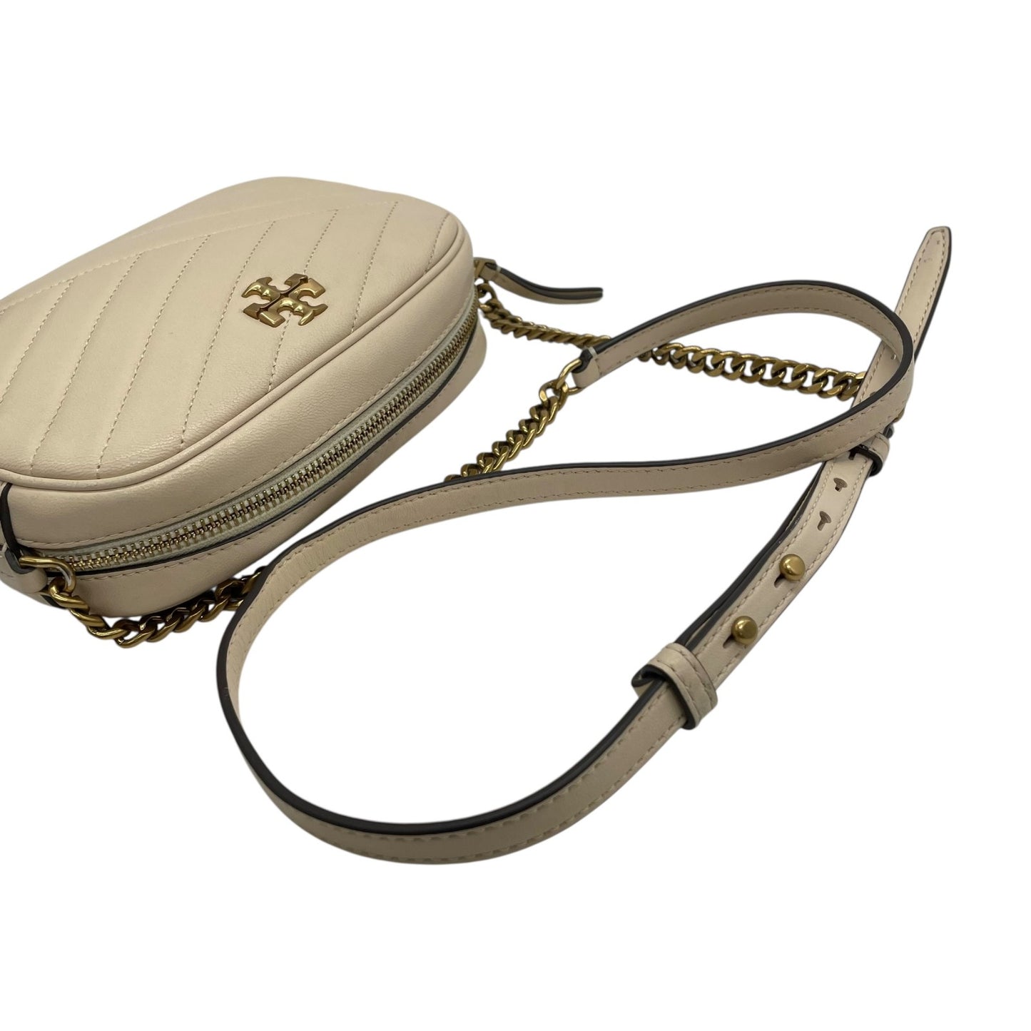 TORY BURCH トリーバーチ キラ カメラバッグ ショルダーバッグ アイボリー ベージュ レザー ゴールド金具 キルティング ロゴ チェーン レディース K9