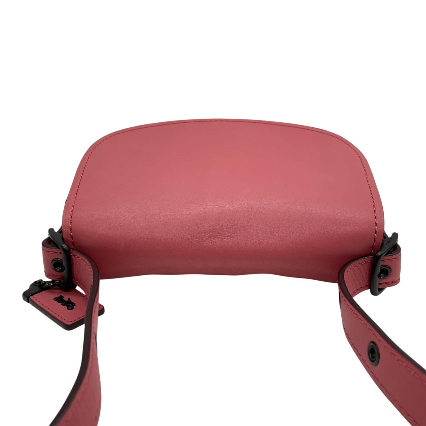 美品 COACH コーチ ショルダーバッグ サドルバッグ グラブタン レザー ピンク ブラック金具 SD-20115 斜め掛け可 フラップ開閉 レディース K4