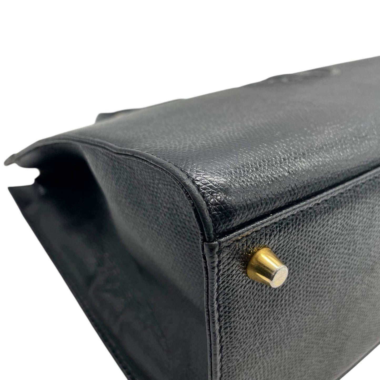 Authentic GIANNI VERSACE Black Sunburst Embossed Leather Handbag Gold Hardware Vintage Archive Women