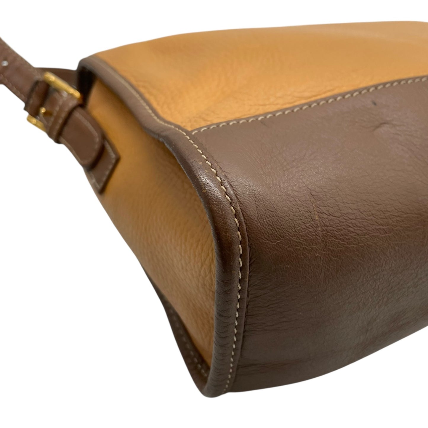 Authentic LOEWE Anagram Leather Shoulder Bag Camel Brown Embossed Logo Crossbody Vintage Archive Women