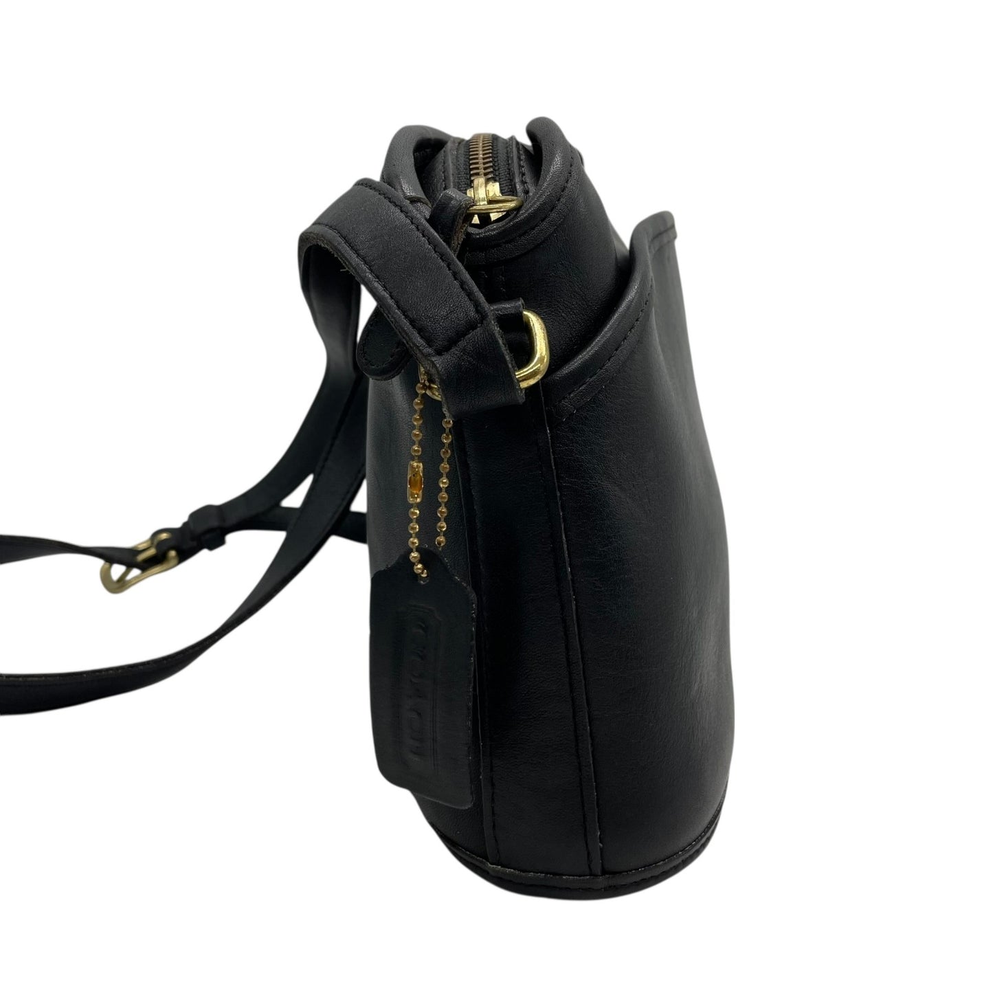 希少 COACH オールドコーチ ヴィンテージ ショルダーバッグ 黒 ブラック 本革 グラブタンレザー USA製 斜め掛け クロスボディ ゴールド金具 9976 レディース U10