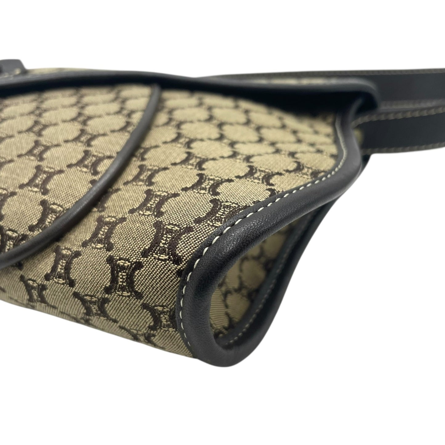 美品 CELINE セリーヌ マカダム トリオンフ ショルダーバッグ キャンバス×レザー ベージュ×ブラウン レディース ヴィンテージ 正規品 K9