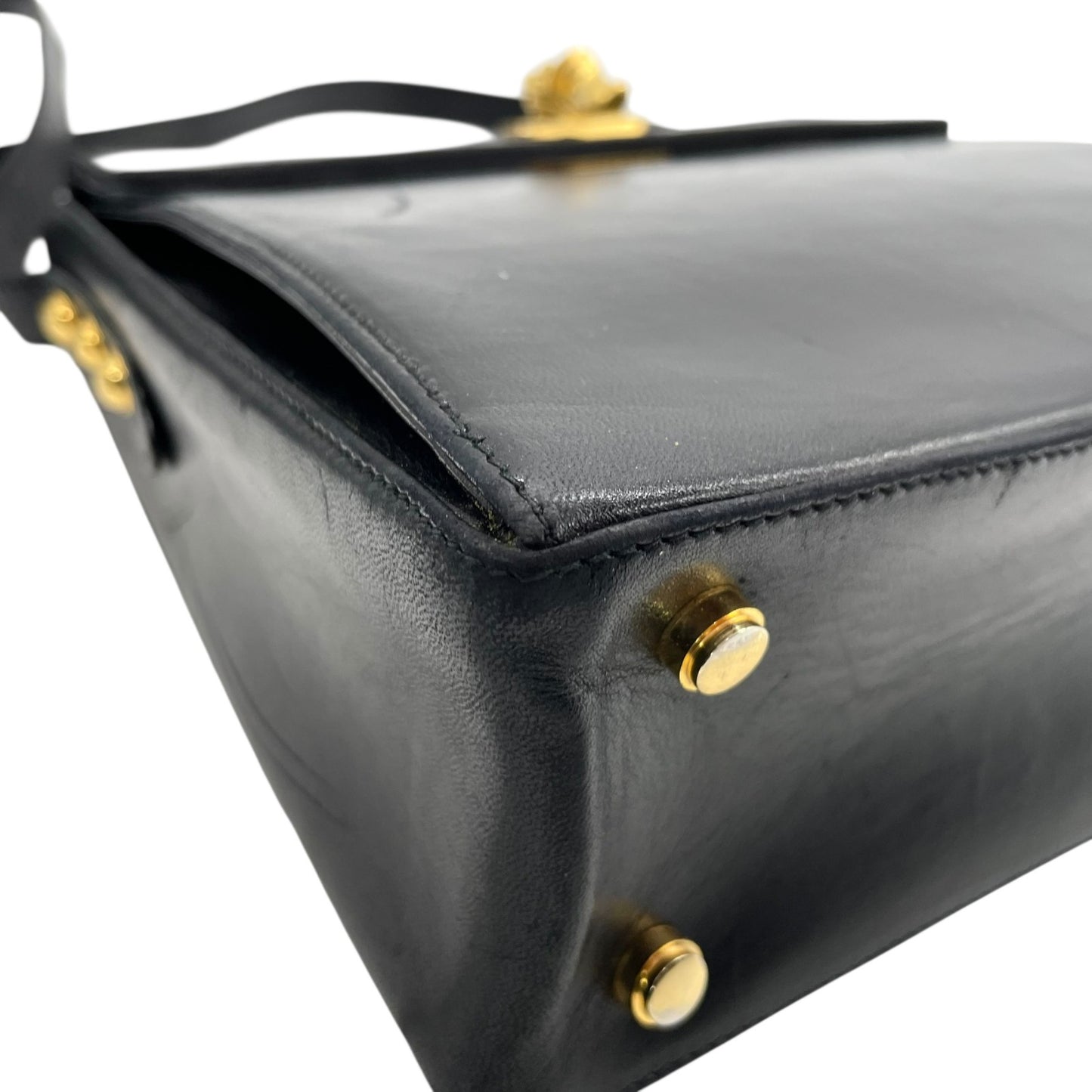 Salvatore Ferragamo フェラガモ ショルダーバッグ ブラック レザー ゴールド金具 斜め掛け可 ヴィンテージ レディース B