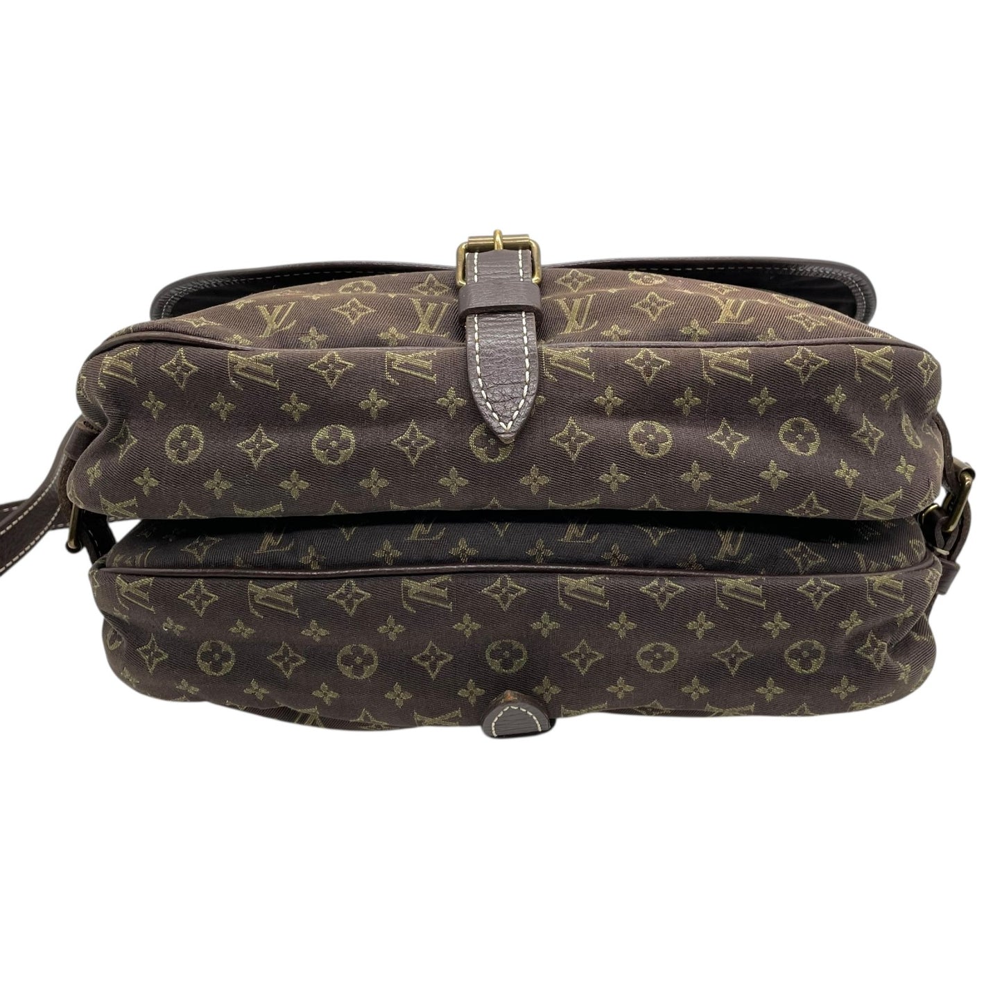 LOUIS VUITTON ルイヴィトン モノグラム ミニラン ソミュール30 ショルダーバッグ メッセンジャー M95227 茶 ブラウン キャンバス レザー ゴールド金具 ダブルフラップ 斜め掛け可 ユニセックス K9