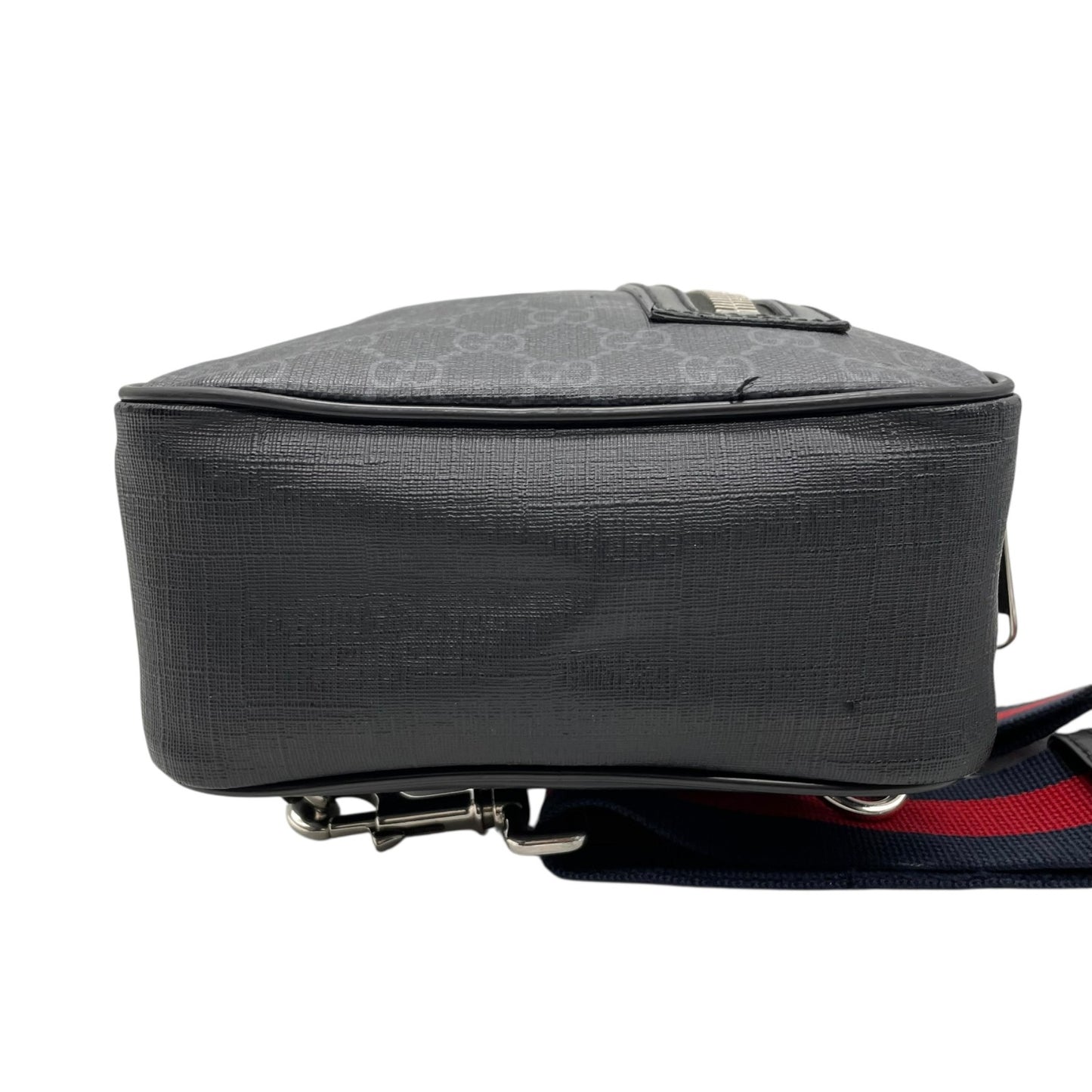 GUCCI グッチ GGスプリーム ボディバッグ ショルダーバッグ ウエストバッグ 黒 ブラック ネイビー PVC レザー GG柄 シルバー金具 478325 メンズ Z1