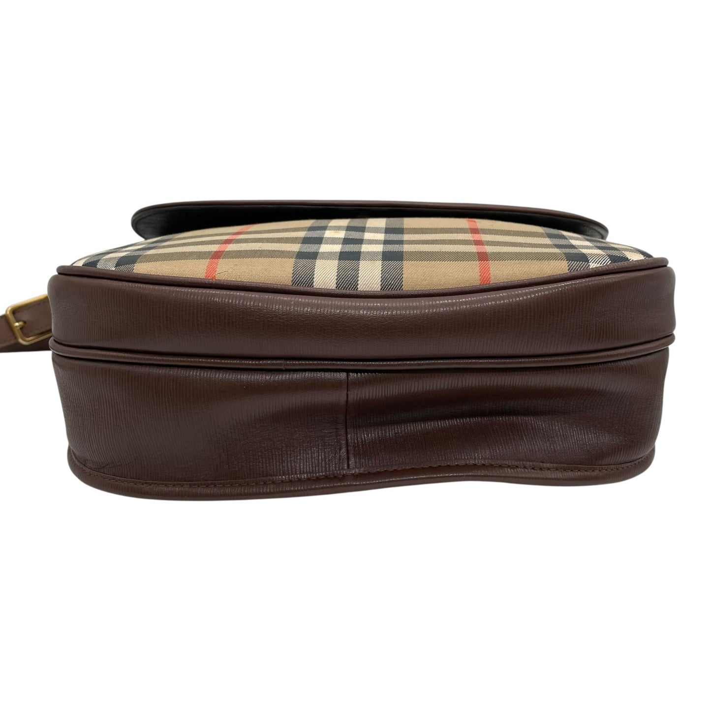 BURBERRY バーバリー ショルダーバッグ ノバチェック シャドーホース ホースロゴ 茶 ブラウン ベージュ キャンバス レザー ゴールド金具 ポシェット 斜め掛け可 ヴィンテージ レディース K13