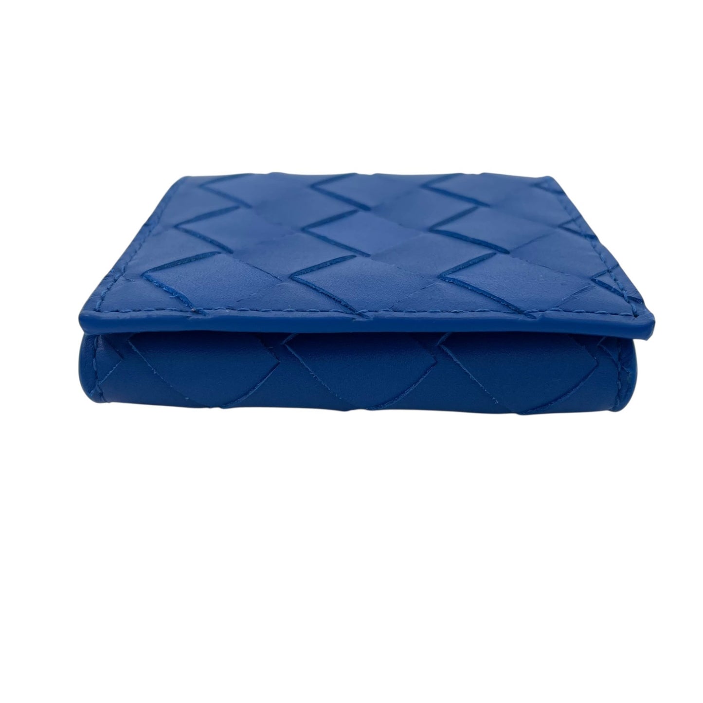 【新品同様】 BOTTEGA VENETA ボッテガヴェネタ マキシイントレチャート コインケース（小銭入れ） レザー ブルー 保存箱付き 正規品 ユニセックス M5