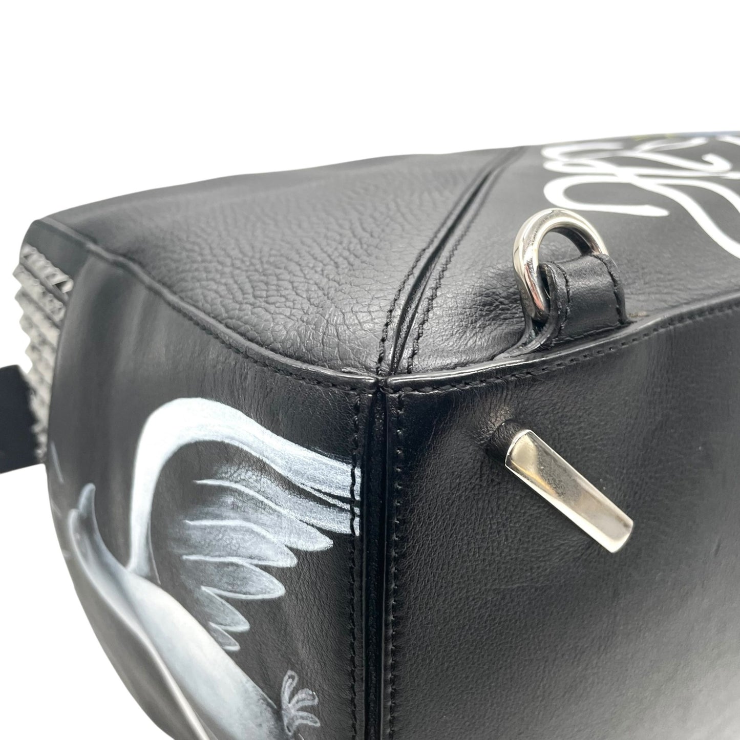 限定品 希少 極美品 LOEWE ロエベ パズルバッグ ラージ ミニボストン スタッズ アナグラム ロゴ チェーン ブラック 黒 マルチカラー メンズ レディース D