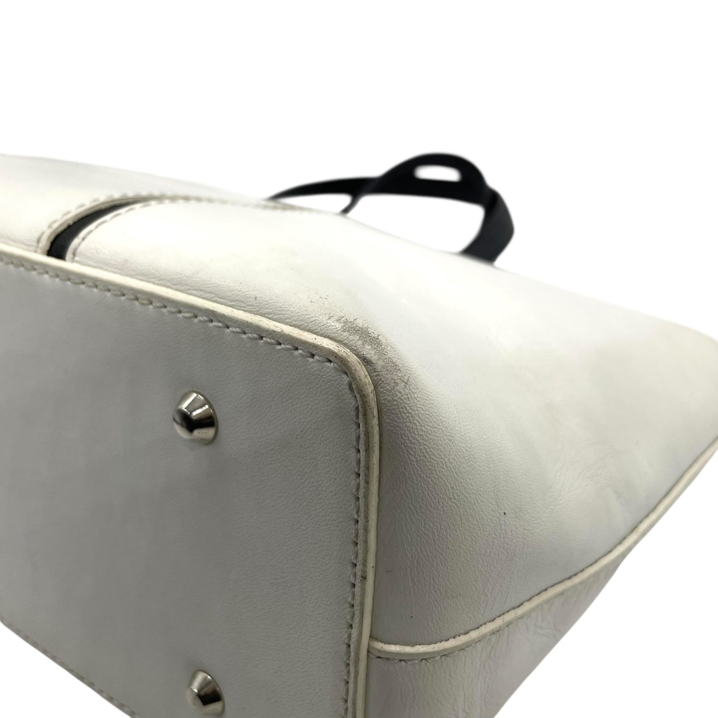 BURBERRY バーバリー ハンドバッグ 白 ホワイト 黒 ブラック レザー シルバー金具 ロゴ 横長 Y2K ノバチェック レディース C2