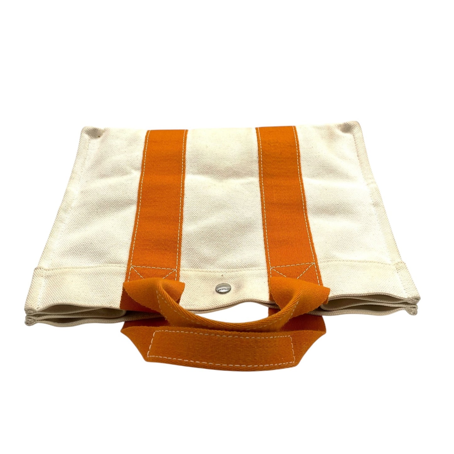 HERMES エルメス ボラボラPM ボラボラトート トートバッグ ハンドバッグ キャンバス アイボリー オレンジ シルバー金具 レディース B