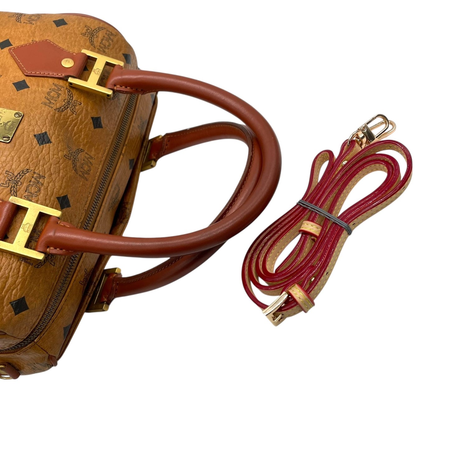 MCM エムシーエム ヴィセトス柄 ボストンバッグ 2WAY ハンドバッグ ショルダーバッグ レザー ブラウン 茶色 ヴィンテージ C