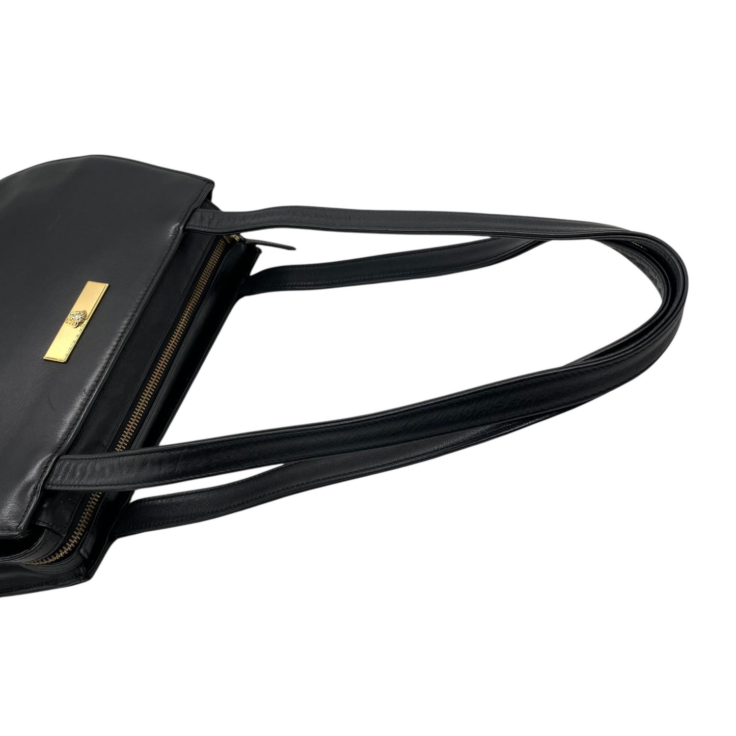 GIANNI VERSACE ジャンニ ヴェルサーチ ワンショルダー ショルダーバッグ メデューサ レザー 黒 ブラック ゴールド金具 肩掛け可 ファスナー開閉 レディース ヴィンテージ Z3