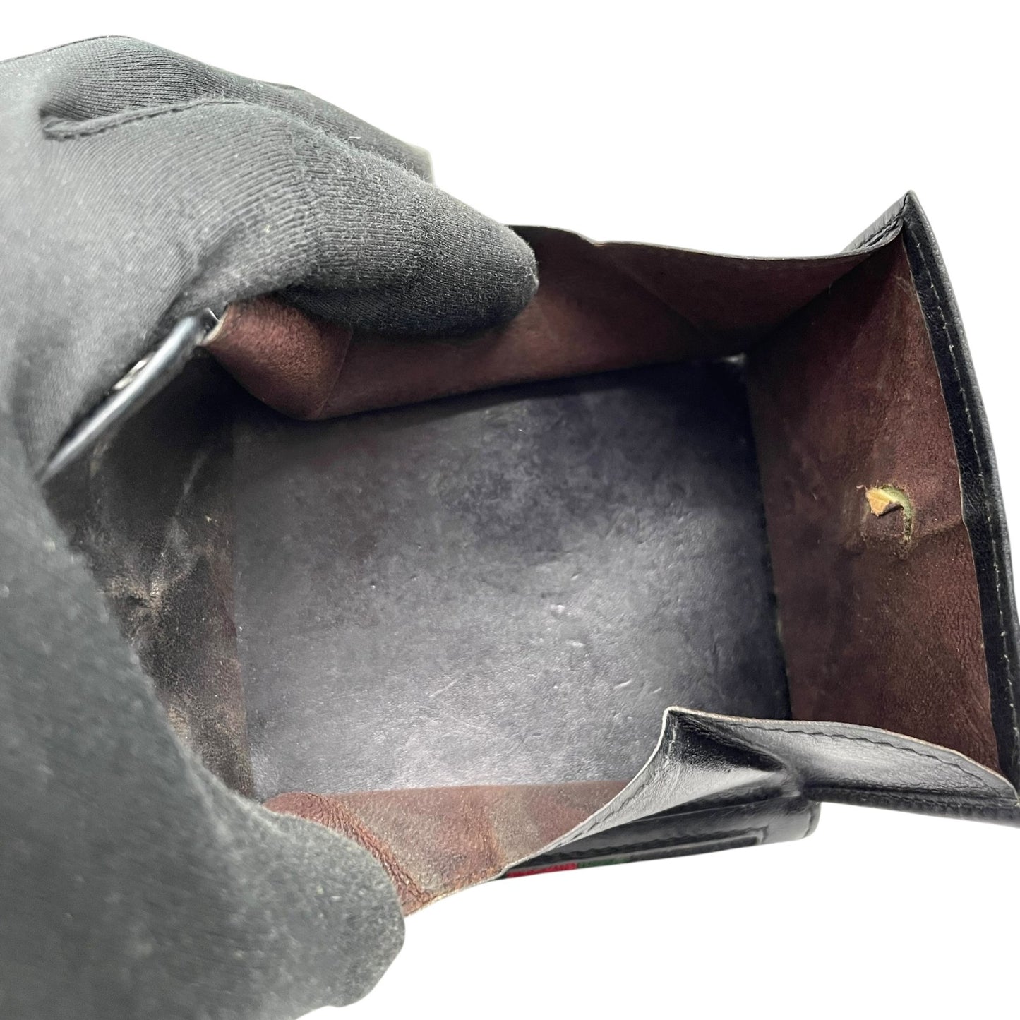 グッチ GUCCI シェリーライン 二つ折り財布 GGキャンバス レザー 黒 ブラック ゴールド金具 ヴィンテージ W4