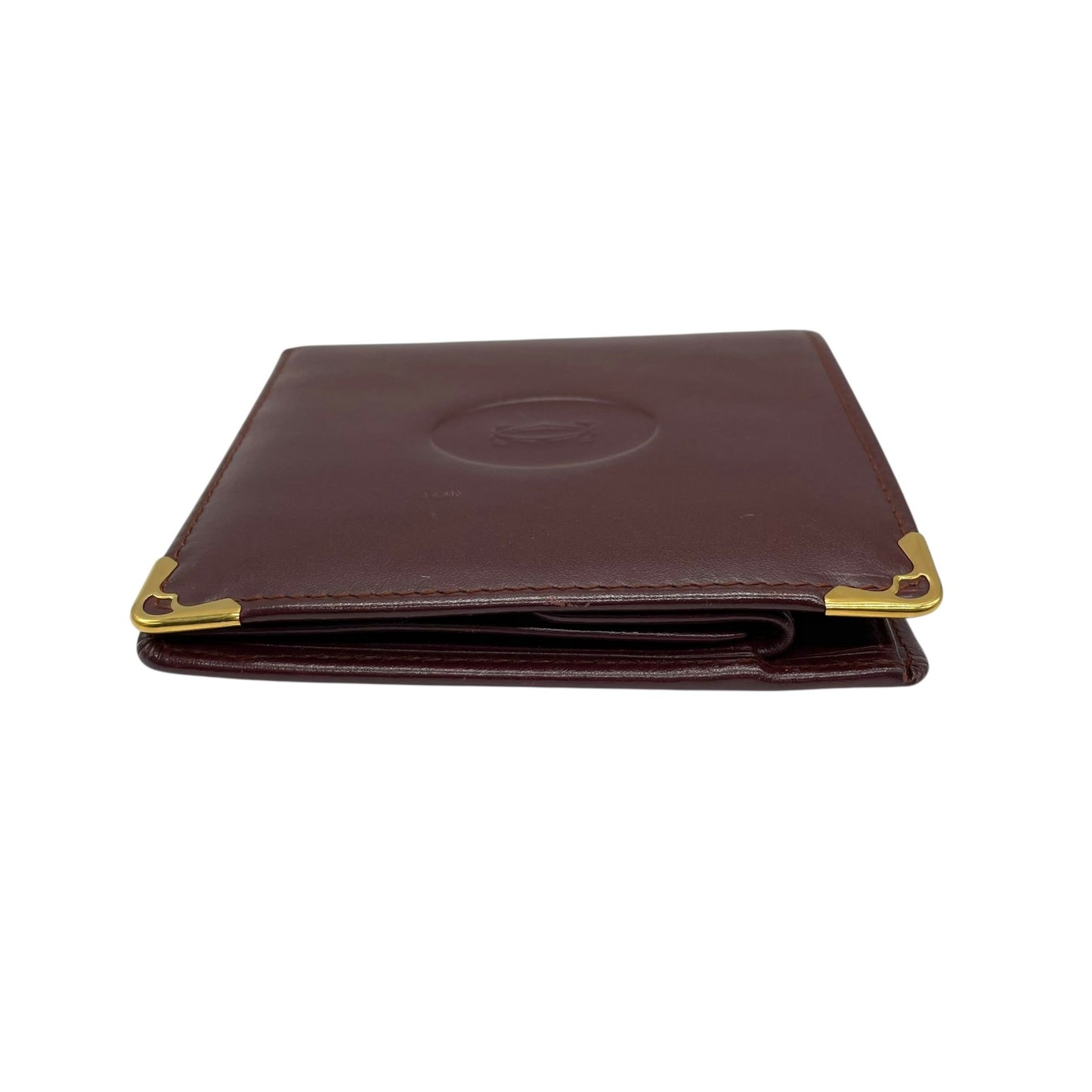 美品 カルティエ Cartier マストライン 二つ折り財布 ボルドー 赤 ワインレッド レザー ゴールド金具 ヴィンテージ メンズ レディース M5