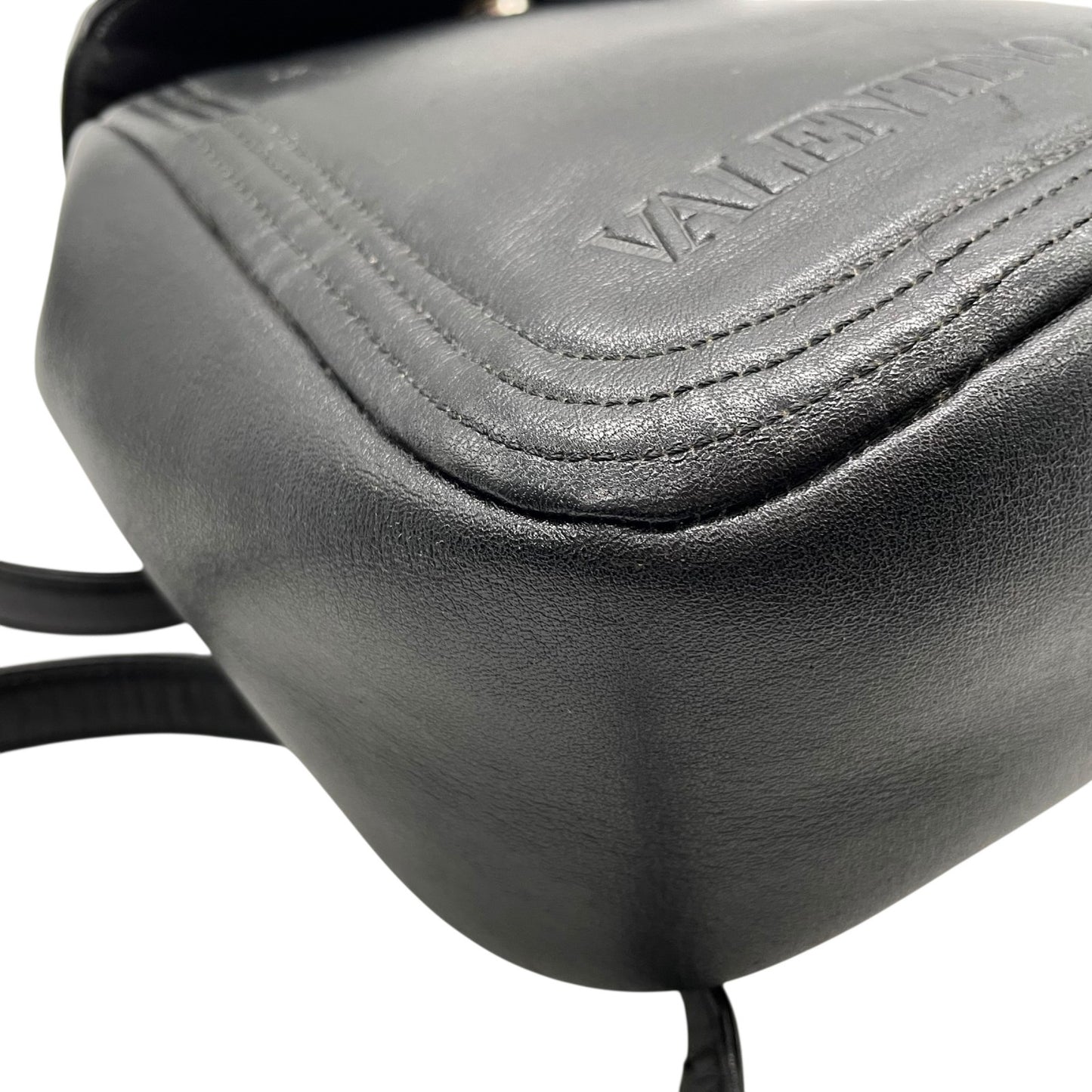 VALENTINO GARAVANI ヴァレンティノ ガラヴァーニ リュックサック バックパック フラップ付き 本革 レザー ブラック ロゴ メンズ レディース K5