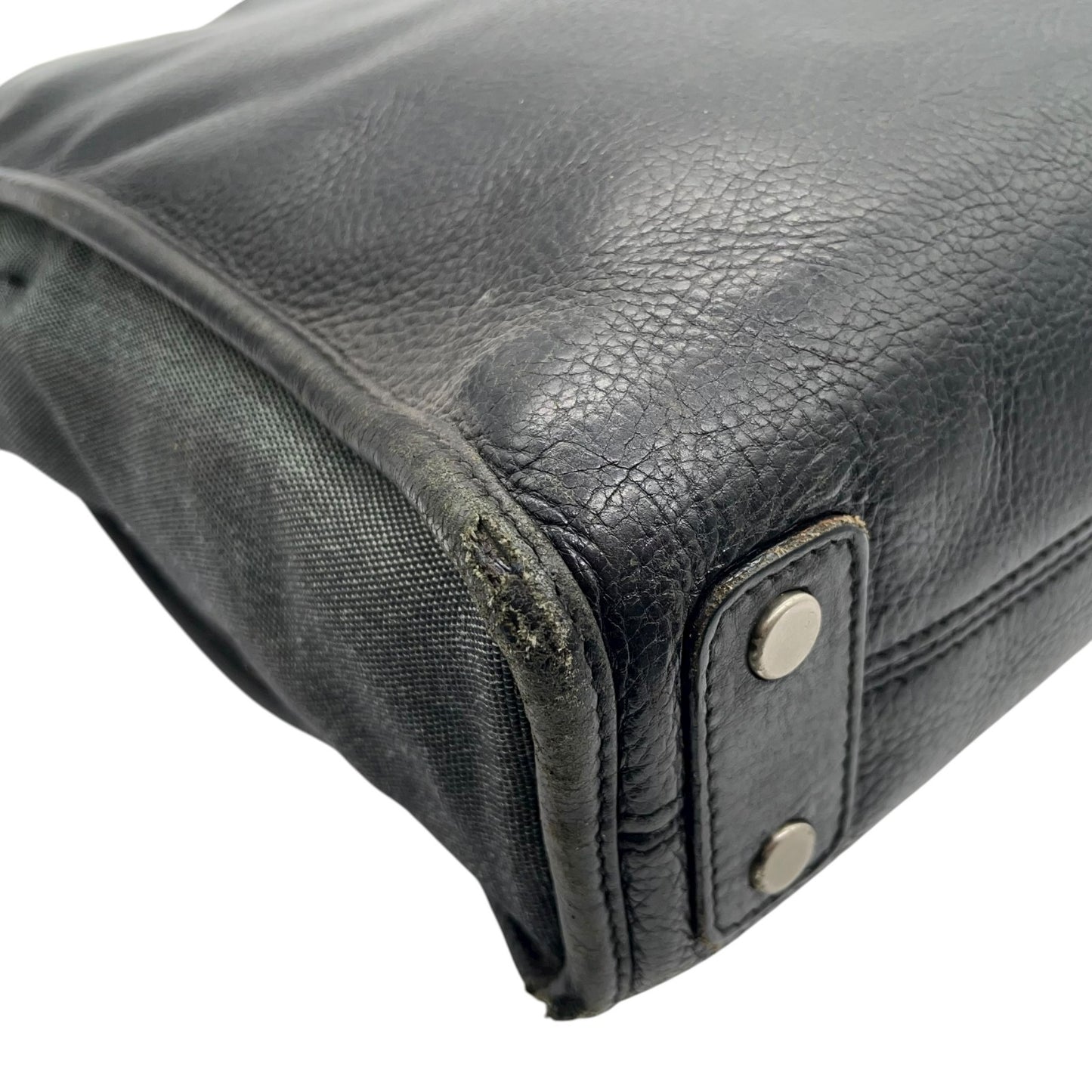 ハンティングワールド HUNTING WORLD トートバッグ ハンドバッグ レザー×キャンバス 黒 ブラック メンズ S68