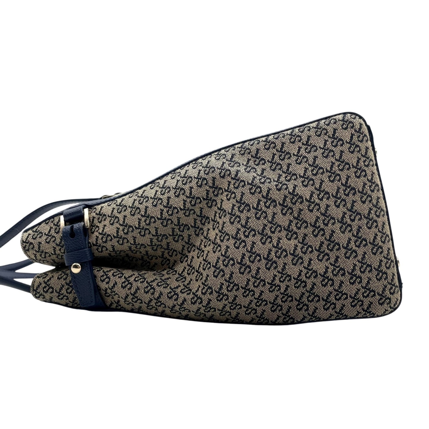 サマンサタバサ Samantha Thavasa トートバッグ ロゴジャガード 紺 ネイビー 肩掛け A4収納可 上品 T2