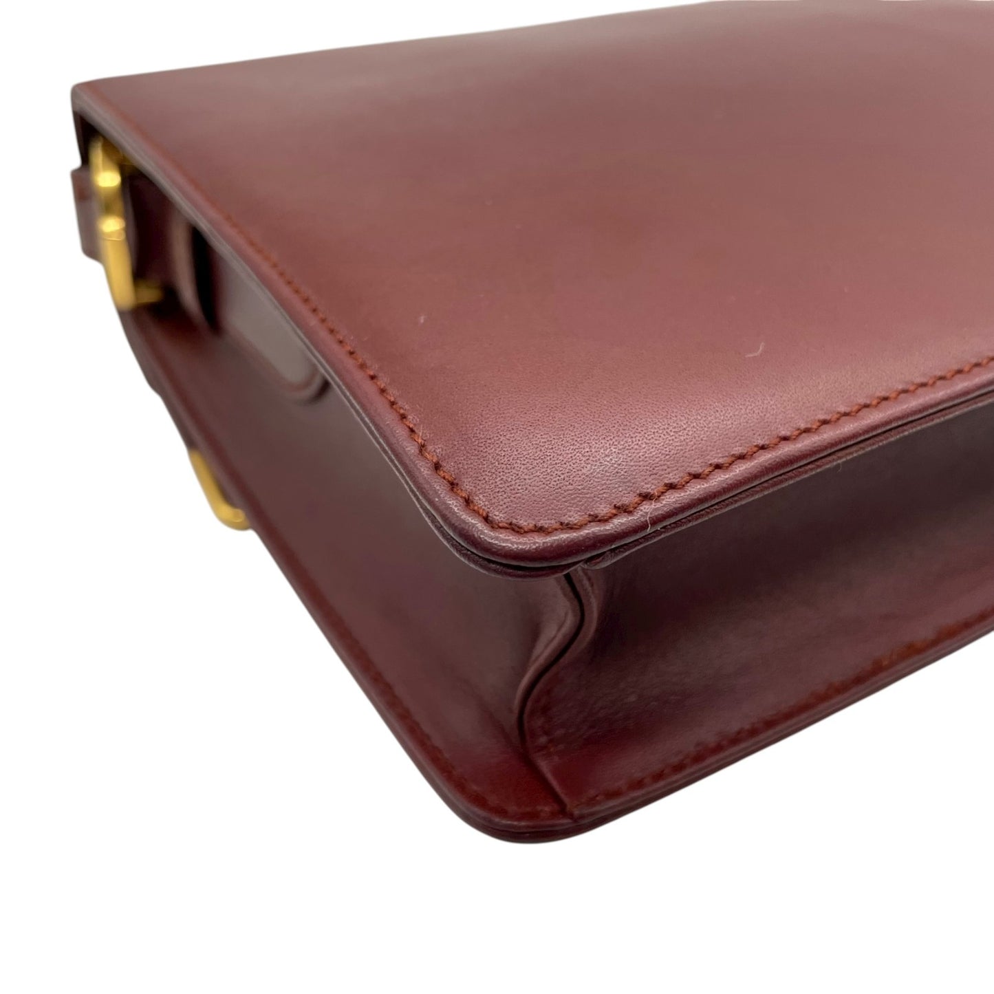 未使用級 カルティエ Cartier レザー ショルダーバッグ マストライン ボルドー ｗフラップ　ダブルフラップ ゴールド金具 ヴィンテージ フラップバッグ K11