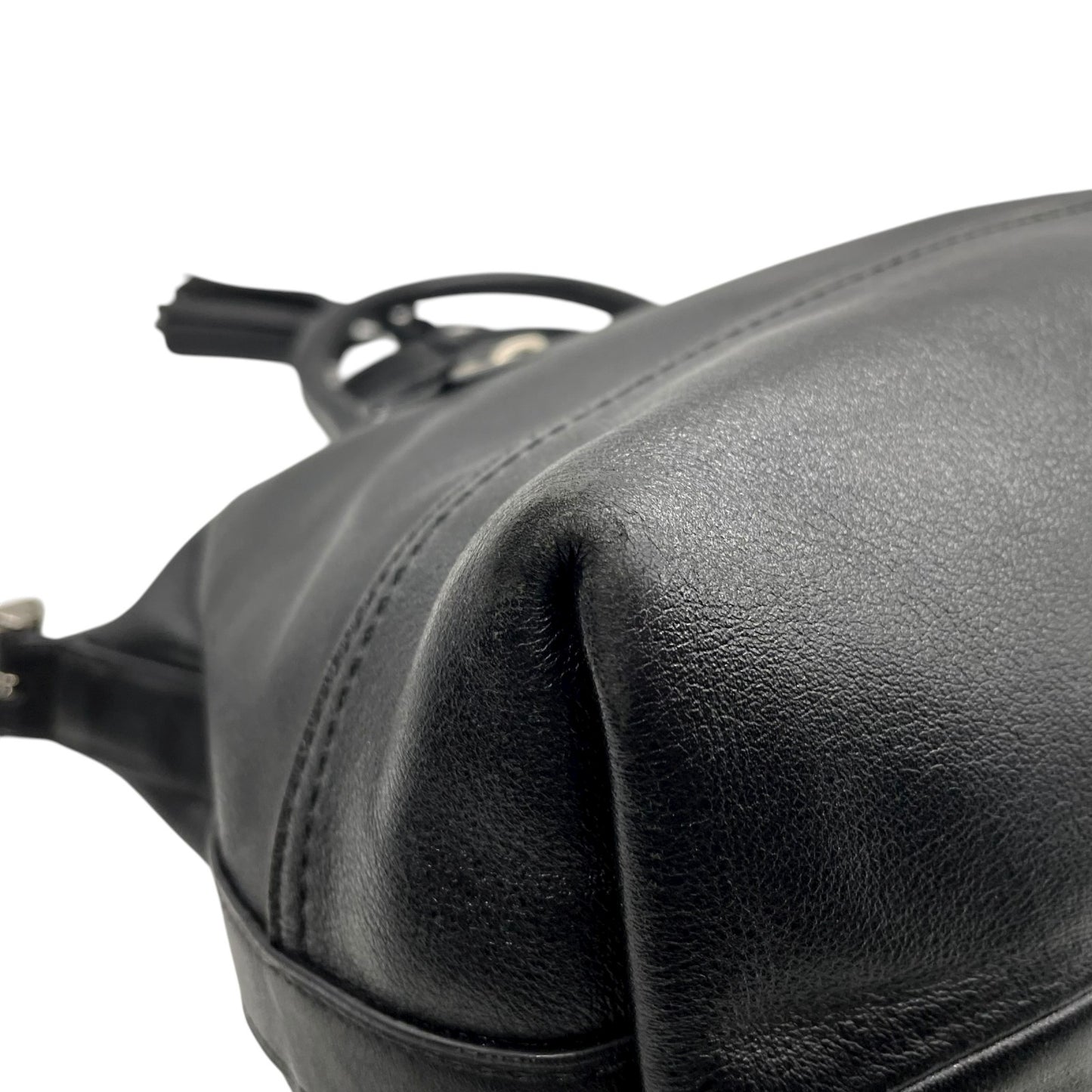 COACH コーチ 2WAYショルダーバッグ ハンドバッグ トートバッグ レザー タッセルチャーム付き ブラック 黒 S90