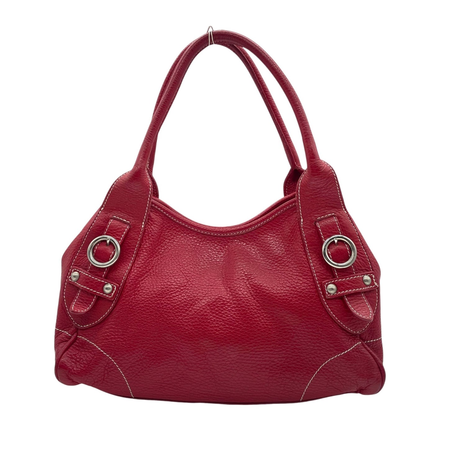 フルラ FURLA レザー ハンドバッグ トートバッグ ショルダー付き 赤 レッド シルバー金具 S93