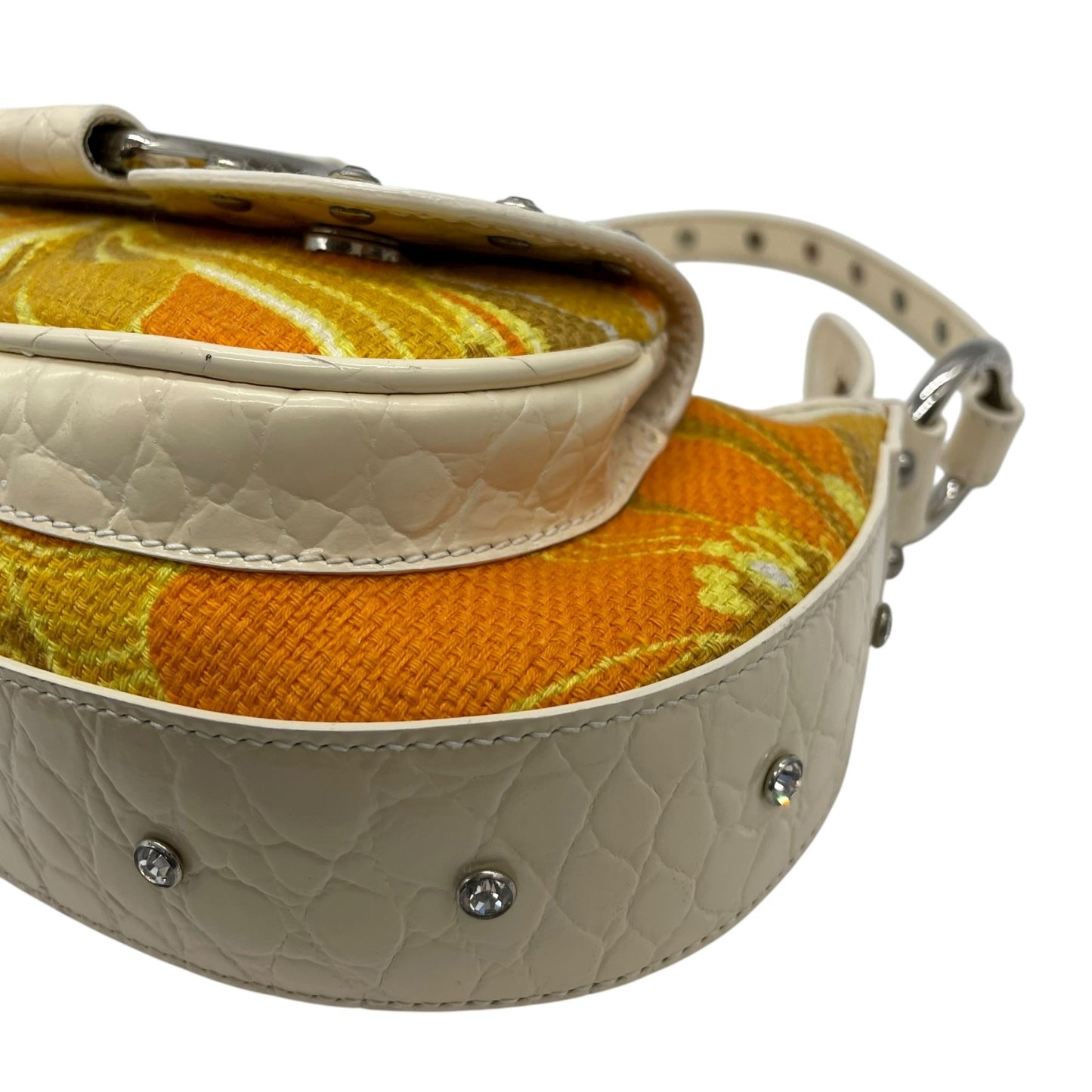 ドルチェ＆ガッバーナ DOLCE & GABBANA D&G ドルガバ ミニバッグ ワンショルダー クロコ型押し フラワー柄 オレンジ イエロー C5