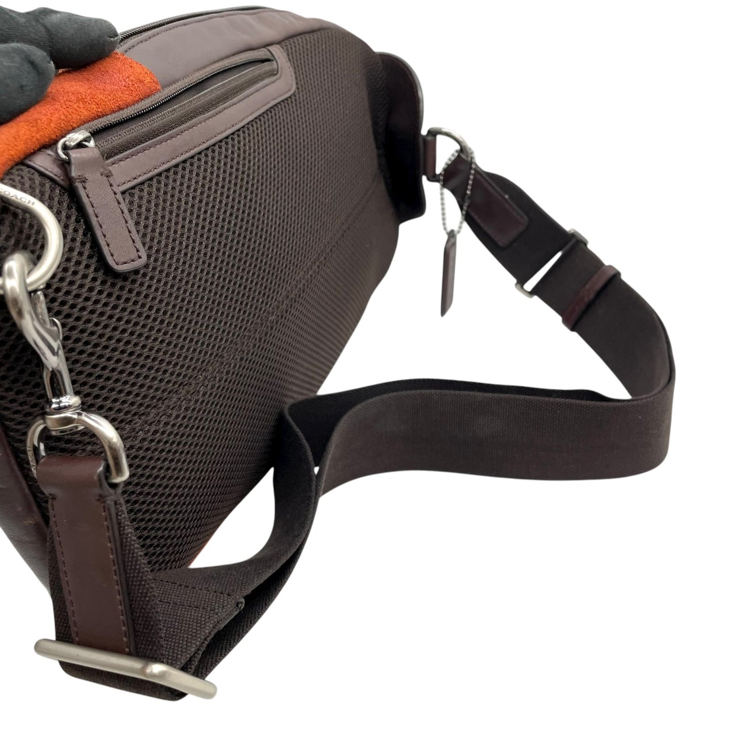 コーチ COACH スエード×レザー ボディバッグ スリングバッグ クロスボディ オレンジ 茶色 ブラウン メンズ レディース ユニセックス C7