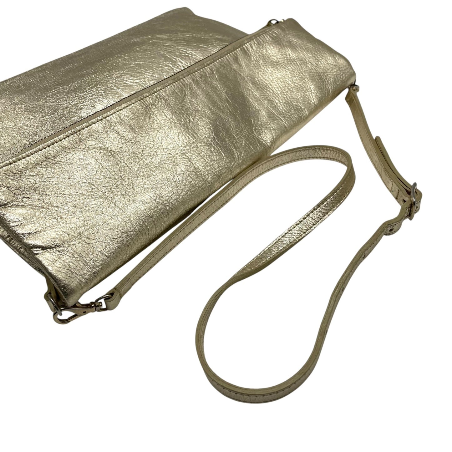 美品 ピンキーアンドダイアン Pinky & Dianne メタリック 金 ゴールド 2WAY ショルダーバッグ クラッチバッグ レザー調 T4