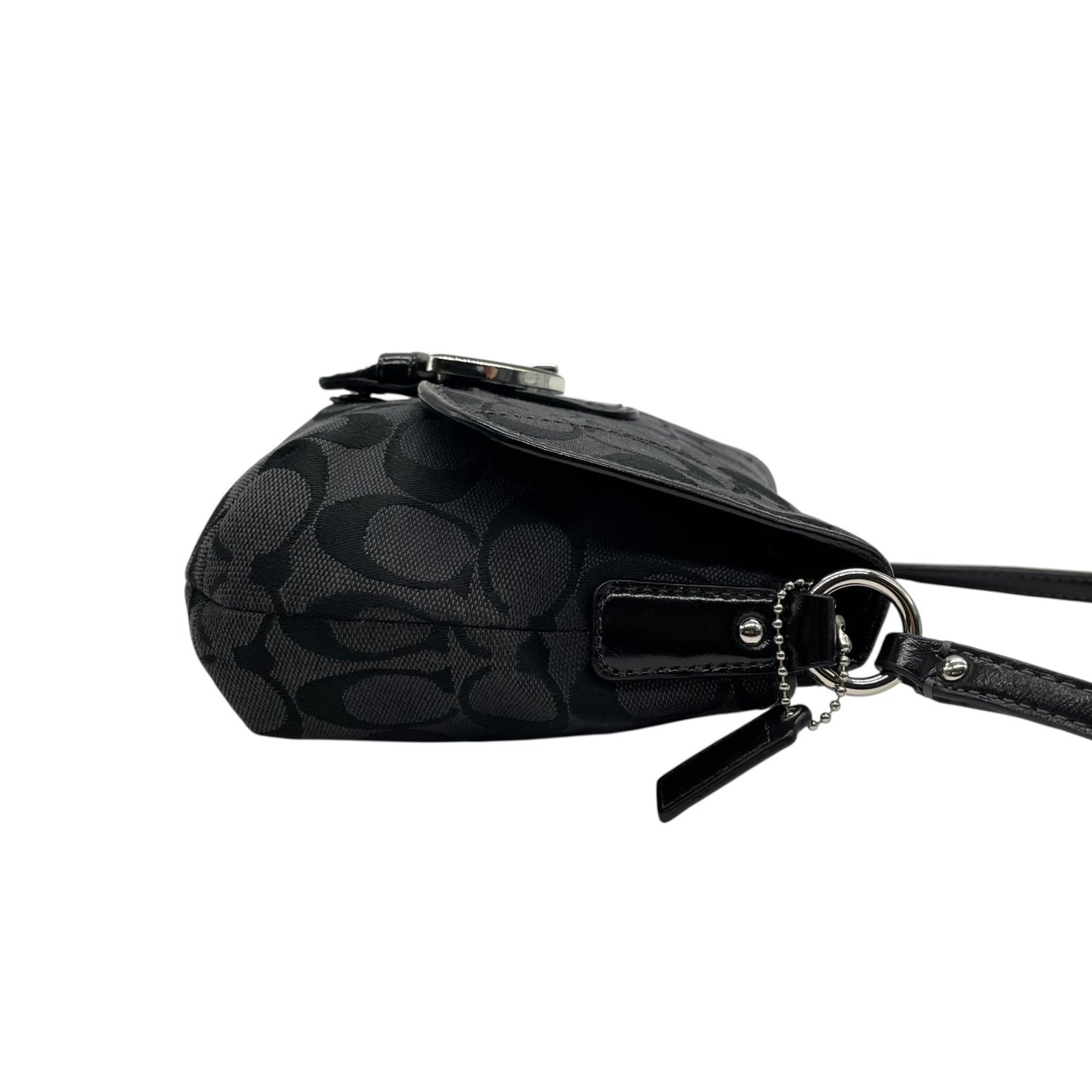 美品 コーチ COACH ソーホー シグネチャー ショルダーバッグ 黒 ブラック レザー キャンバス バックルデザイン S18