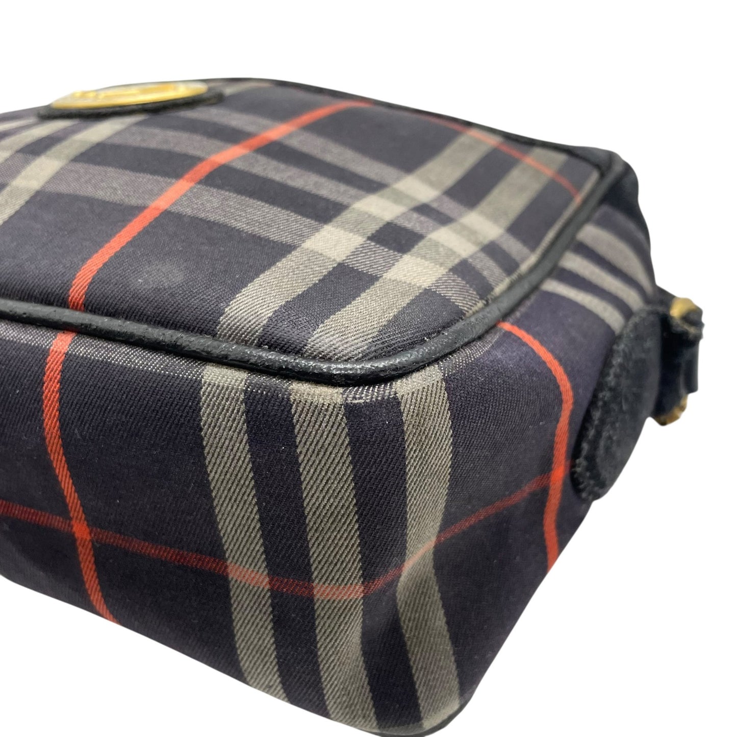 バーバリーズ Burberrys ノバチェック ショルダーバッグ ネイビー 紺 ゴールド金具 ヴィンテージ ロゴエンブレム B3