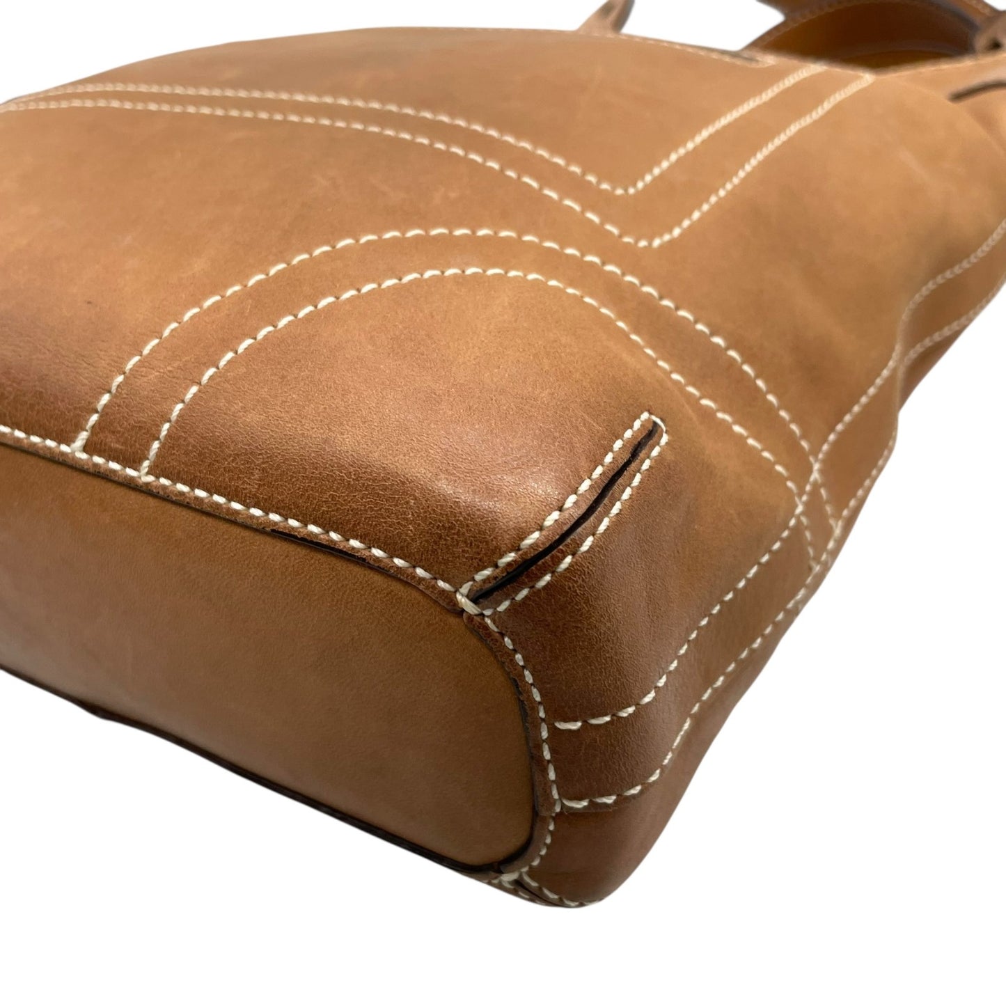 COACH コーチ ショルダーバッグ 茶 ブラウン オールレザー ゴールド金具 斜め掛け可 ロゴ 編み上げ ステッチ 10399 レディース T4