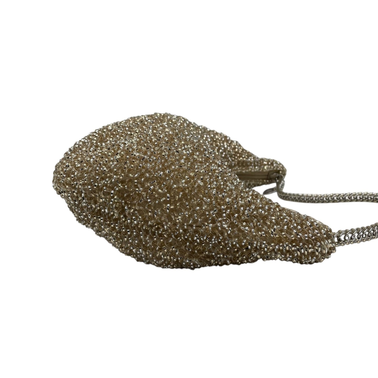 美品 アンテプリマ ANTEPRIMA ワイヤーバッグ ハンドバッグ チェーンストラップ ゴールド ベージュ 半月型 ハーフムーン 手提げ レディース E6