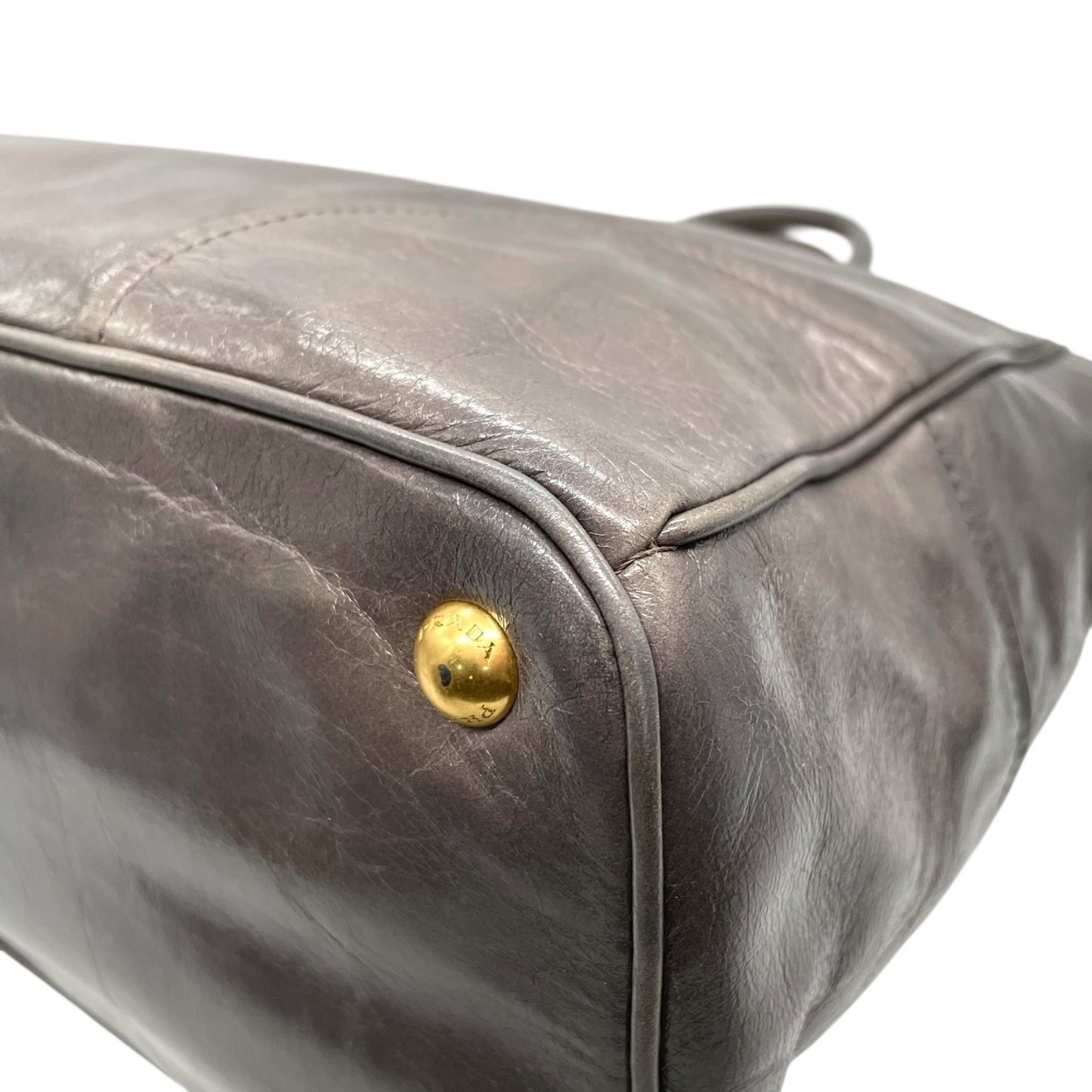 プラダ PRADA トートバッグ ショルダーバッグ 肩掛け 灰色 グレー レザー 金金具 ゴールド金具 2WAY K3