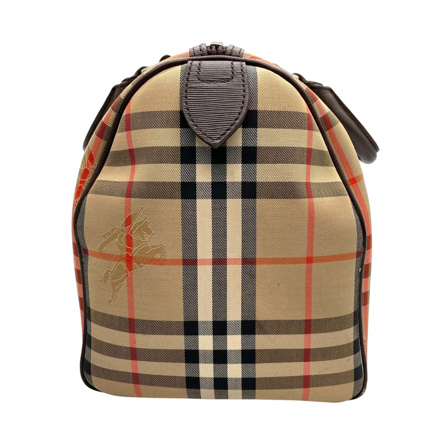 バーバリー Burberrys ボストンバッグ ハンドバッグ シャドーホース ノバチェック ベージュ 茶色 ブラウン キャンバス レザー E