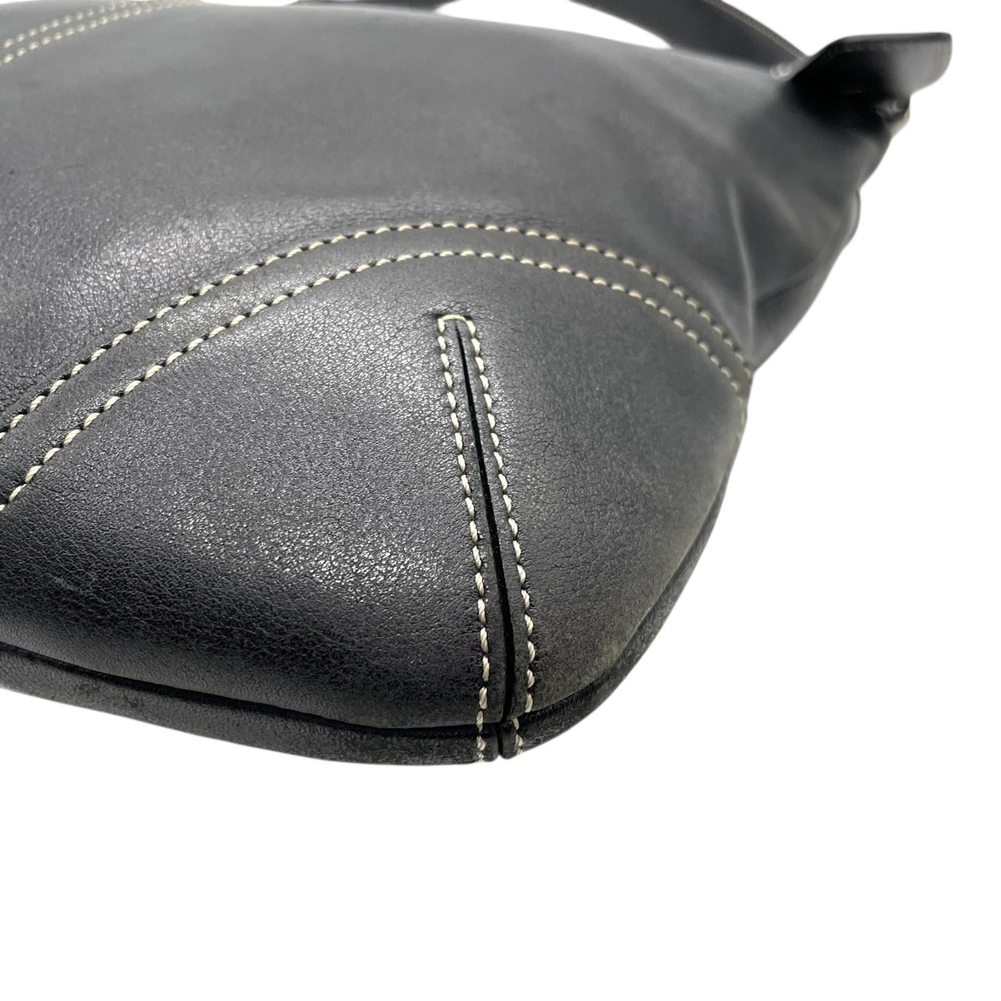 コーチ COACH ショルダーバッグ 9549 レザー 黒 ブラック シルバー金具 ホワイトステッチ 肩掛け 通勤 通学 E5